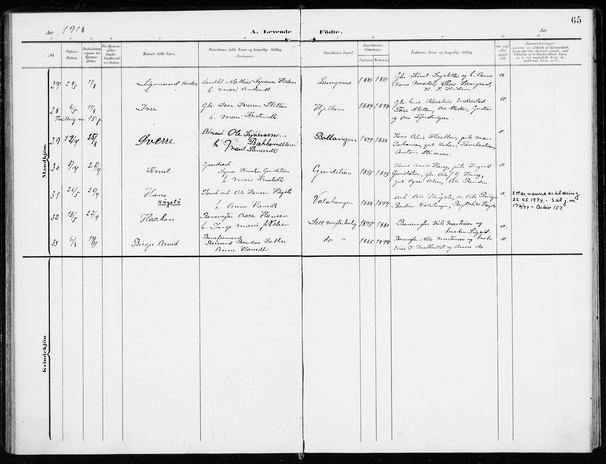 Sel prestekontor, AV/SAH-PREST-074/H/Ha/Haa/L0002: Parish register (official) no. 2, 1905-1919, p. 65