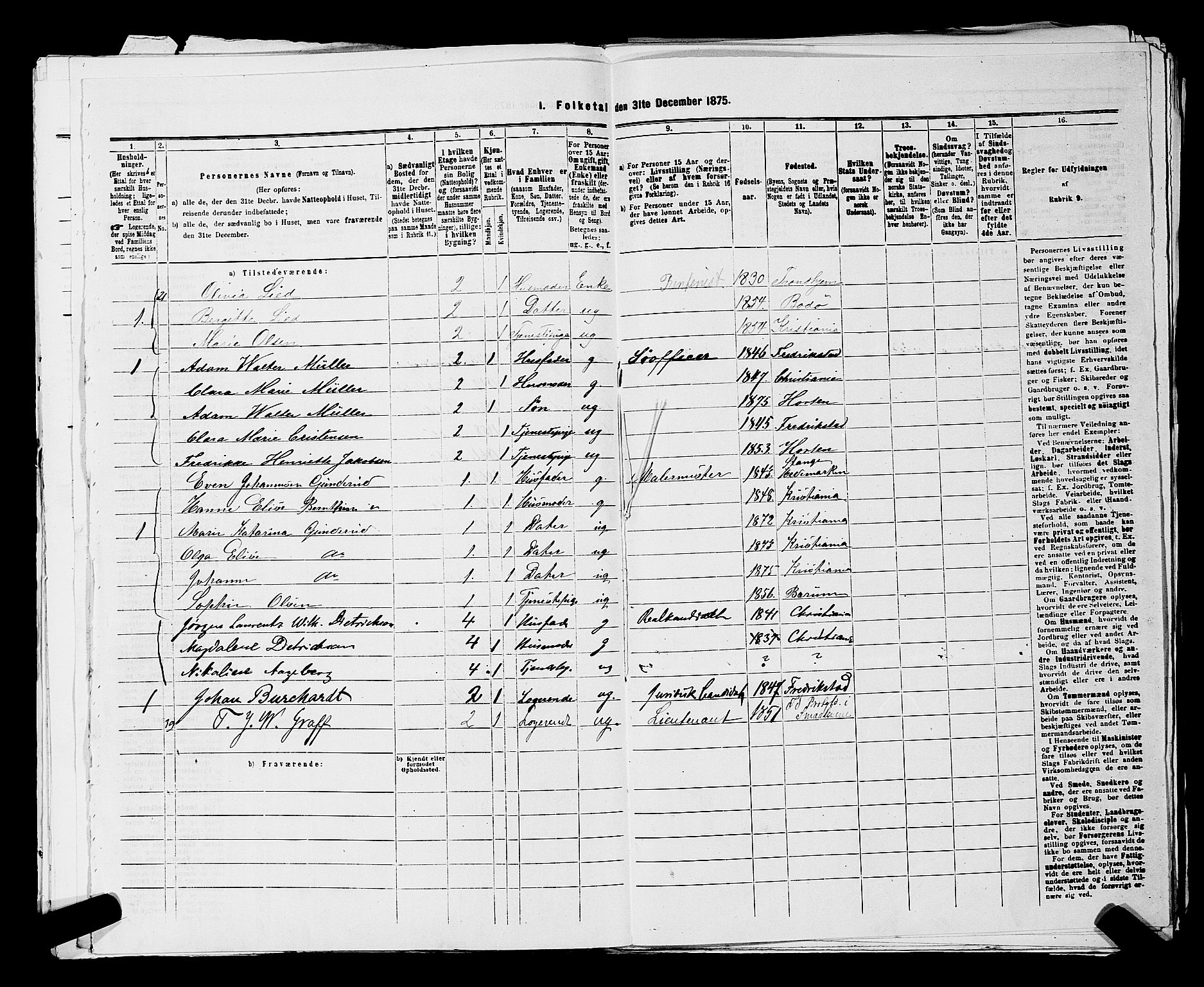 RA, 1875 census for 0301 Kristiania, 1875, p. 3628