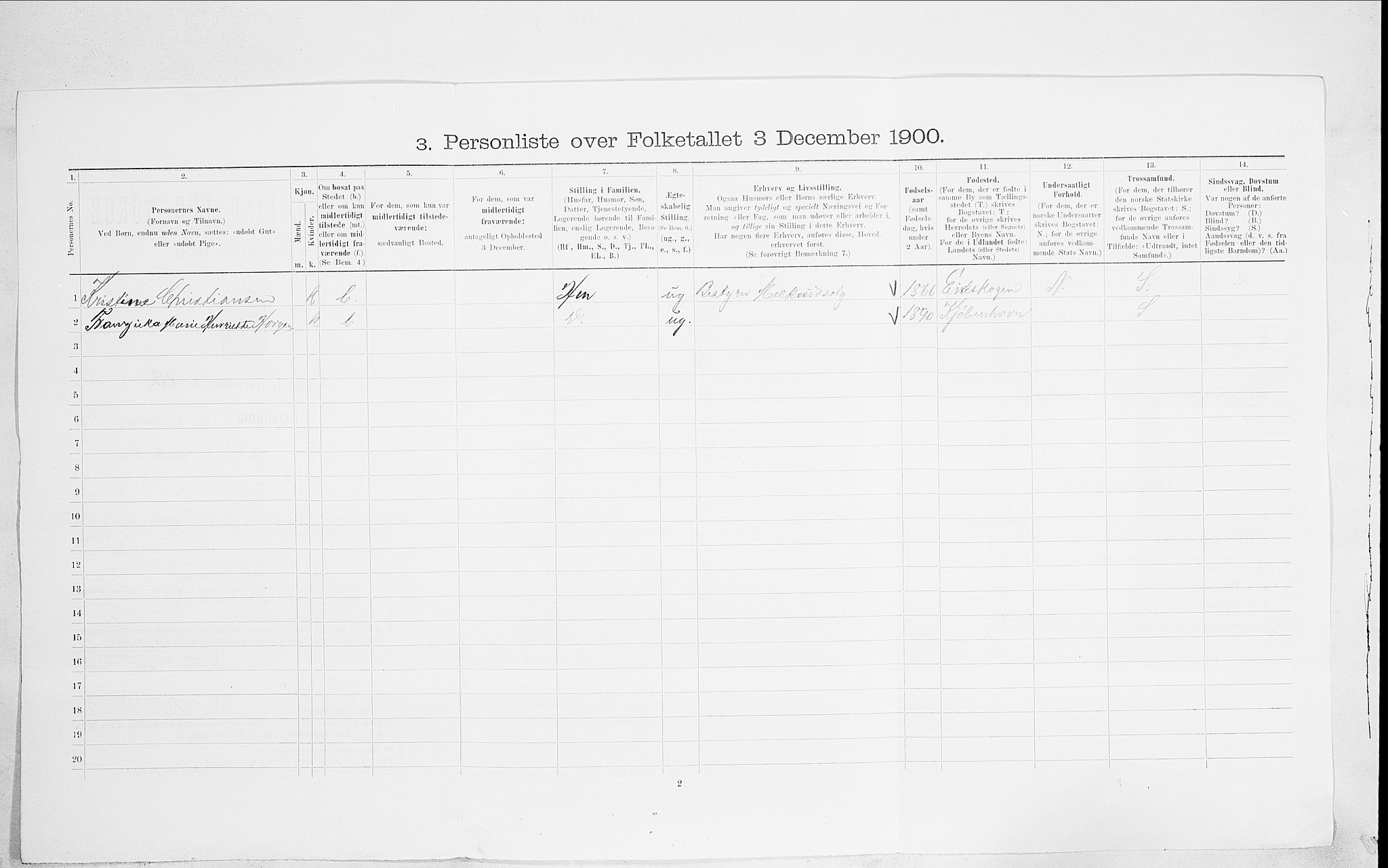 SAO, 1900 census for Kristiania, 1900, p. 103330