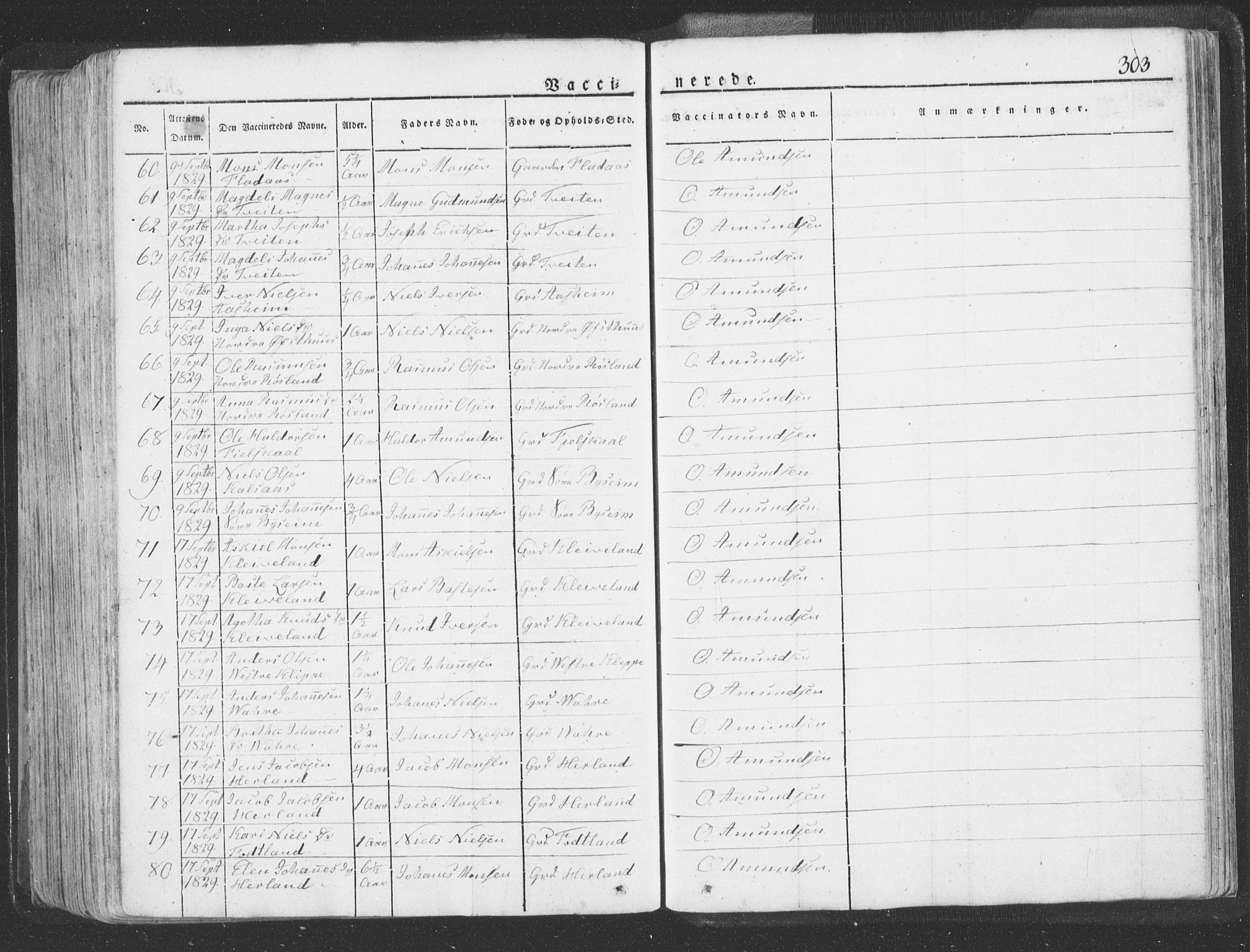 Hosanger sokneprestembete, AV/SAB-A-75801/H/Haa: Parish register (official) no. A 6, 1824-1835, p. 303