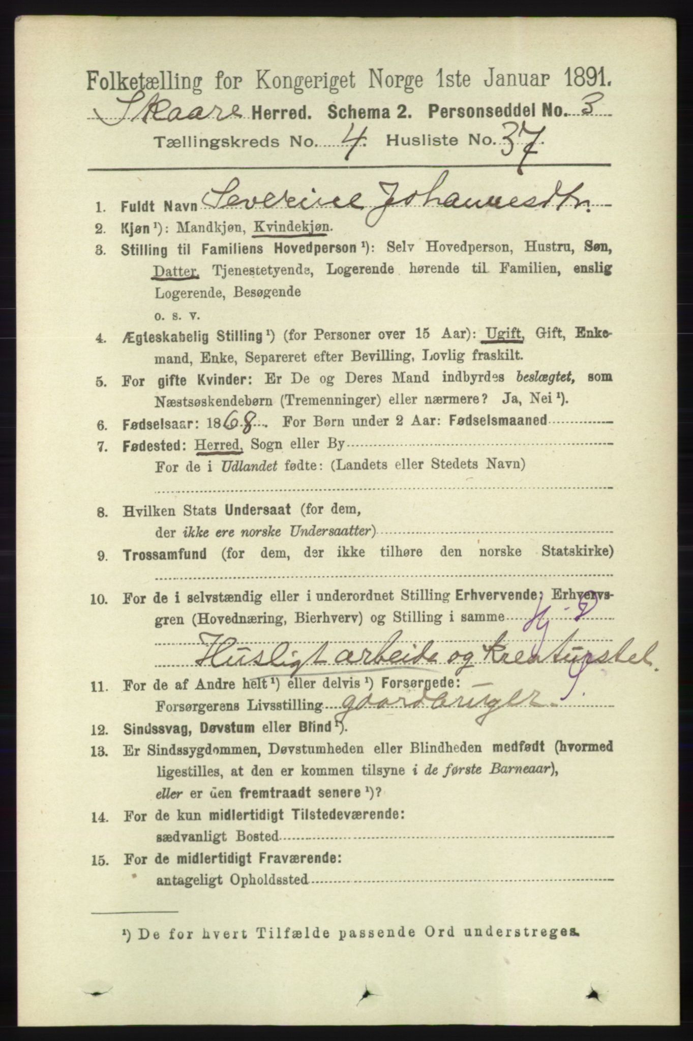 RA, 1891 census for 1153 Skåre, 1891, p. 1957