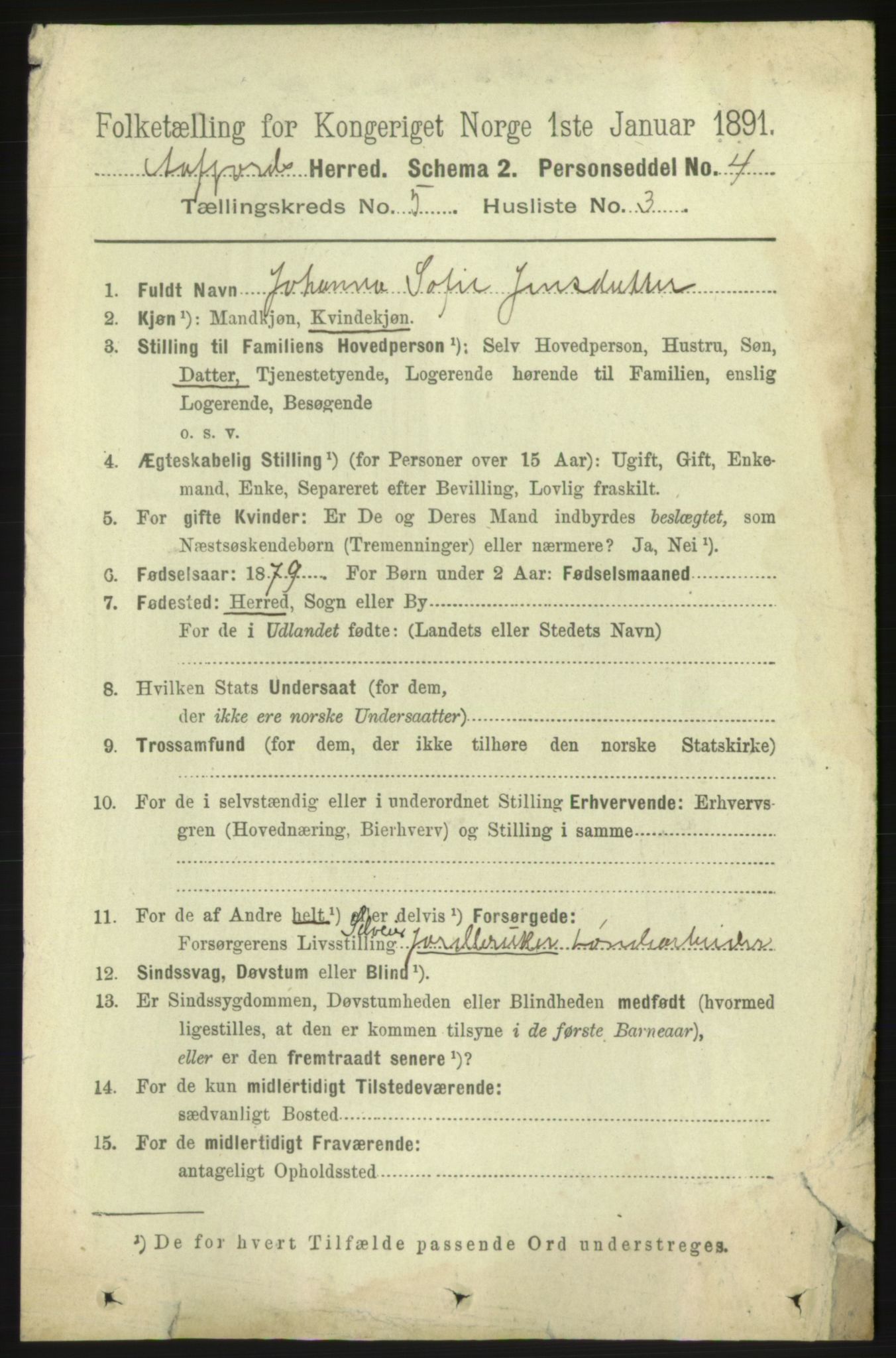 RA, 1891 census for 1630 Åfjord, 1891, p. 1208