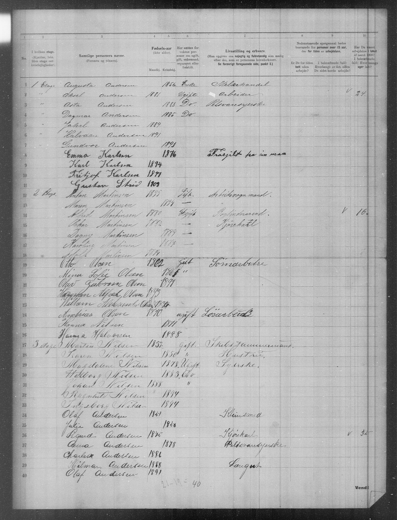 OBA, Municipal Census 1903 for Kristiania, 1903, p. 2962