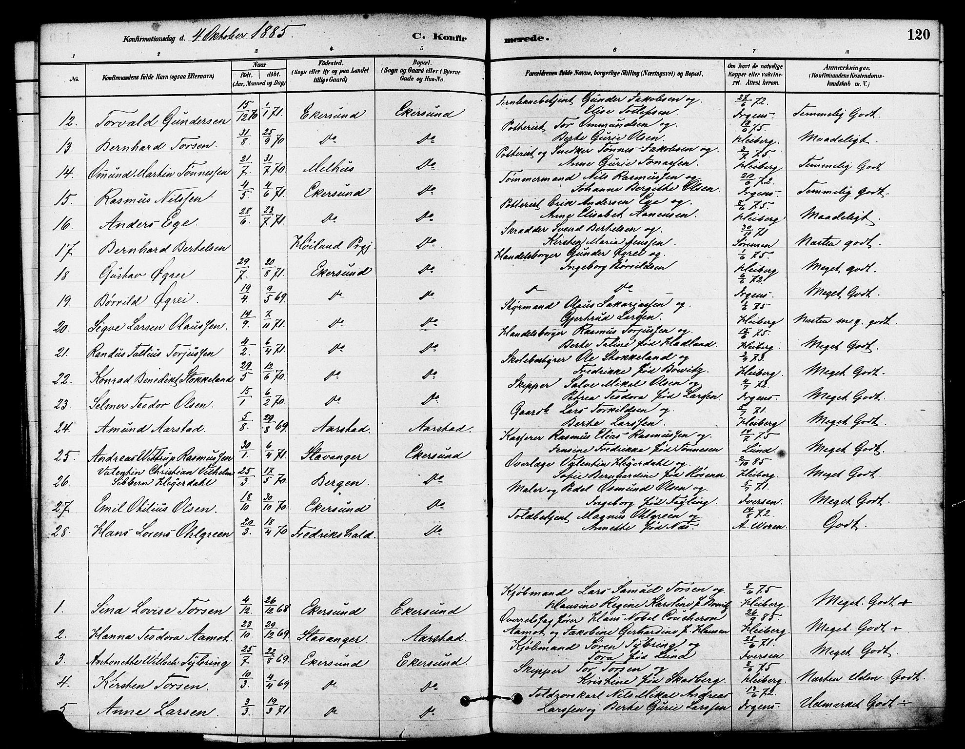 Eigersund sokneprestkontor, AV/SAST-A-101807/S08/L0015: Parish register (official) no. A 15, 1879-1892, p. 120