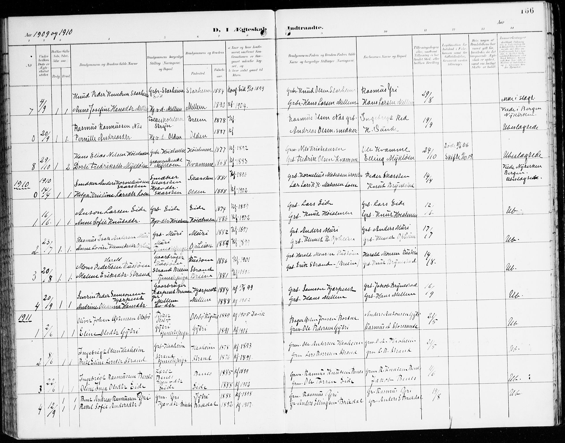 Innvik sokneprestembete, AV/SAB-A-80501: Parish register (official) no. C 2, 1900-1920, p. 166