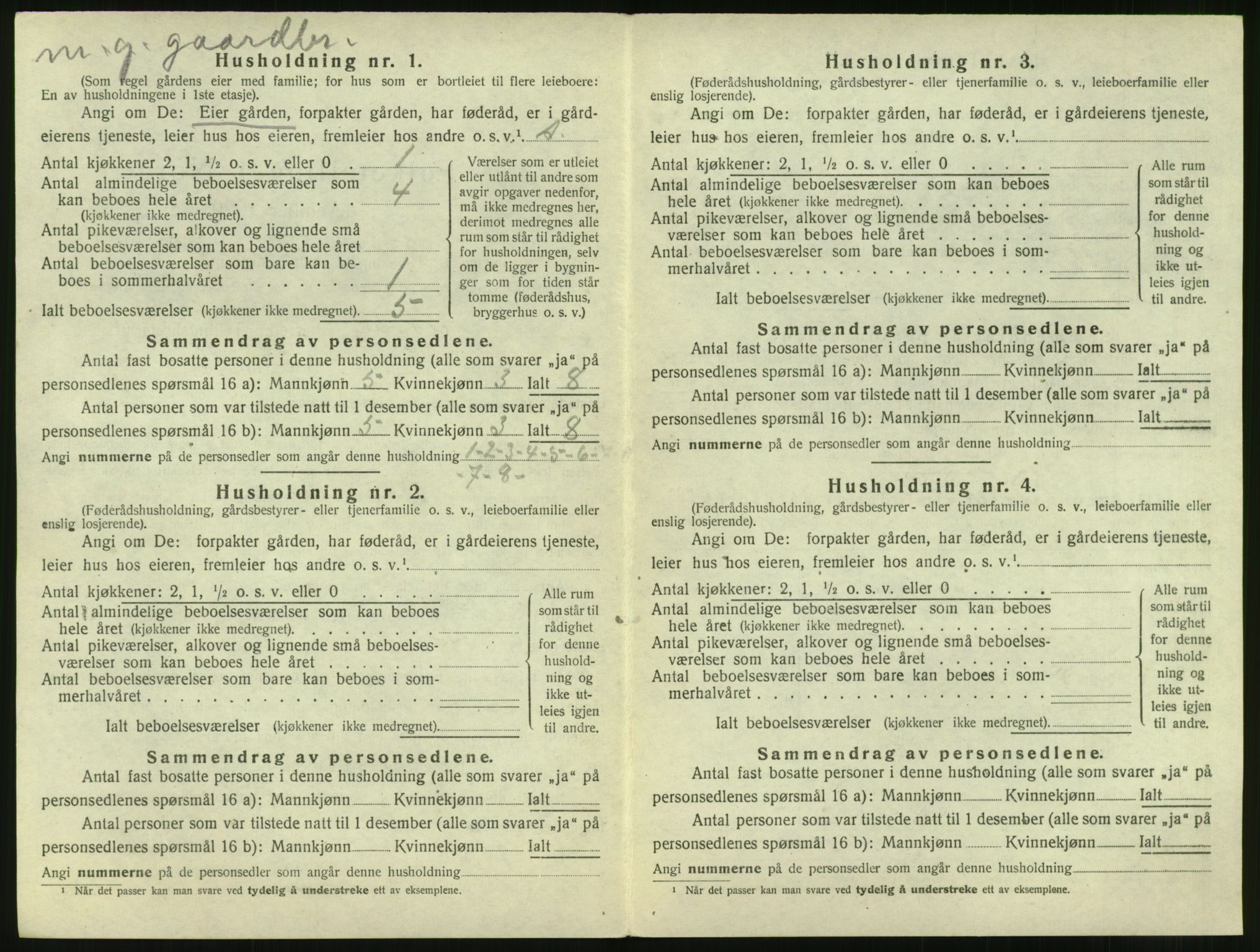 SAT, 1920 census for Vatne, 1920, p. 285