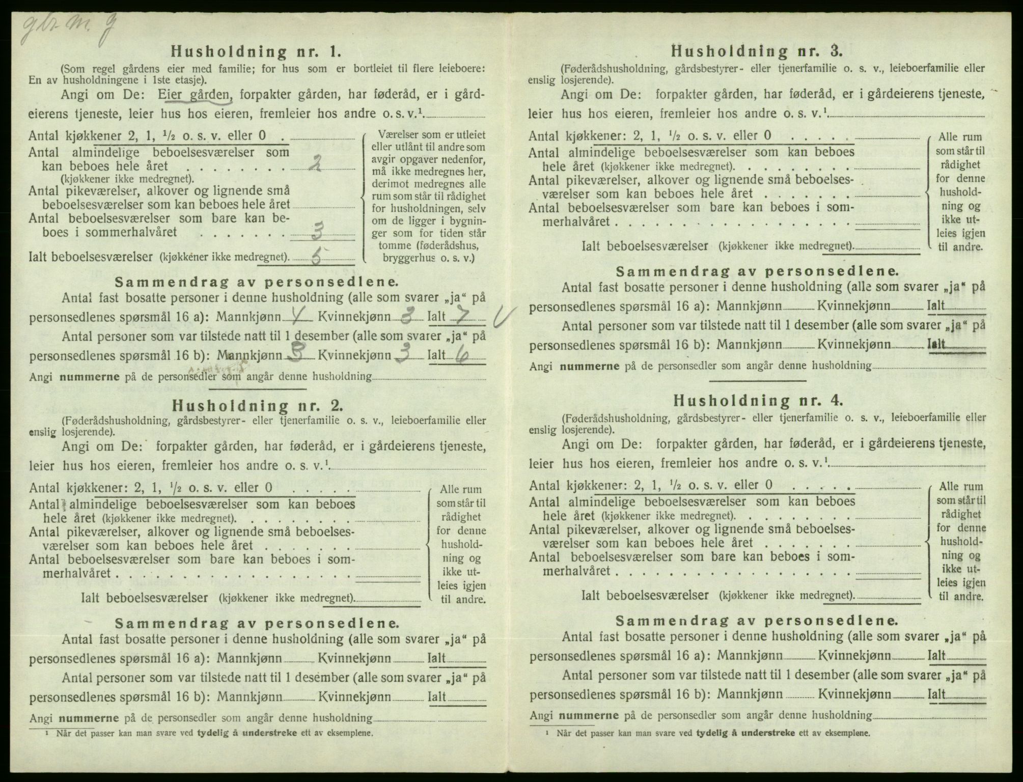 SAB, 1920 census for Fjelberg, 1920, p. 142