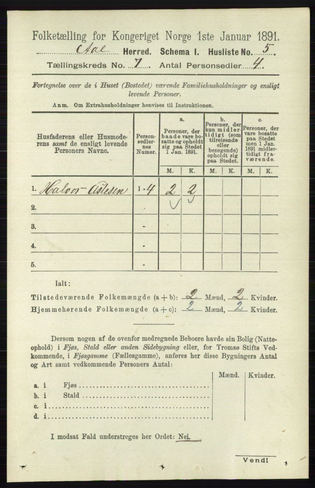 RA, 1891 census for 0619 Ål, 1891, p. 1786