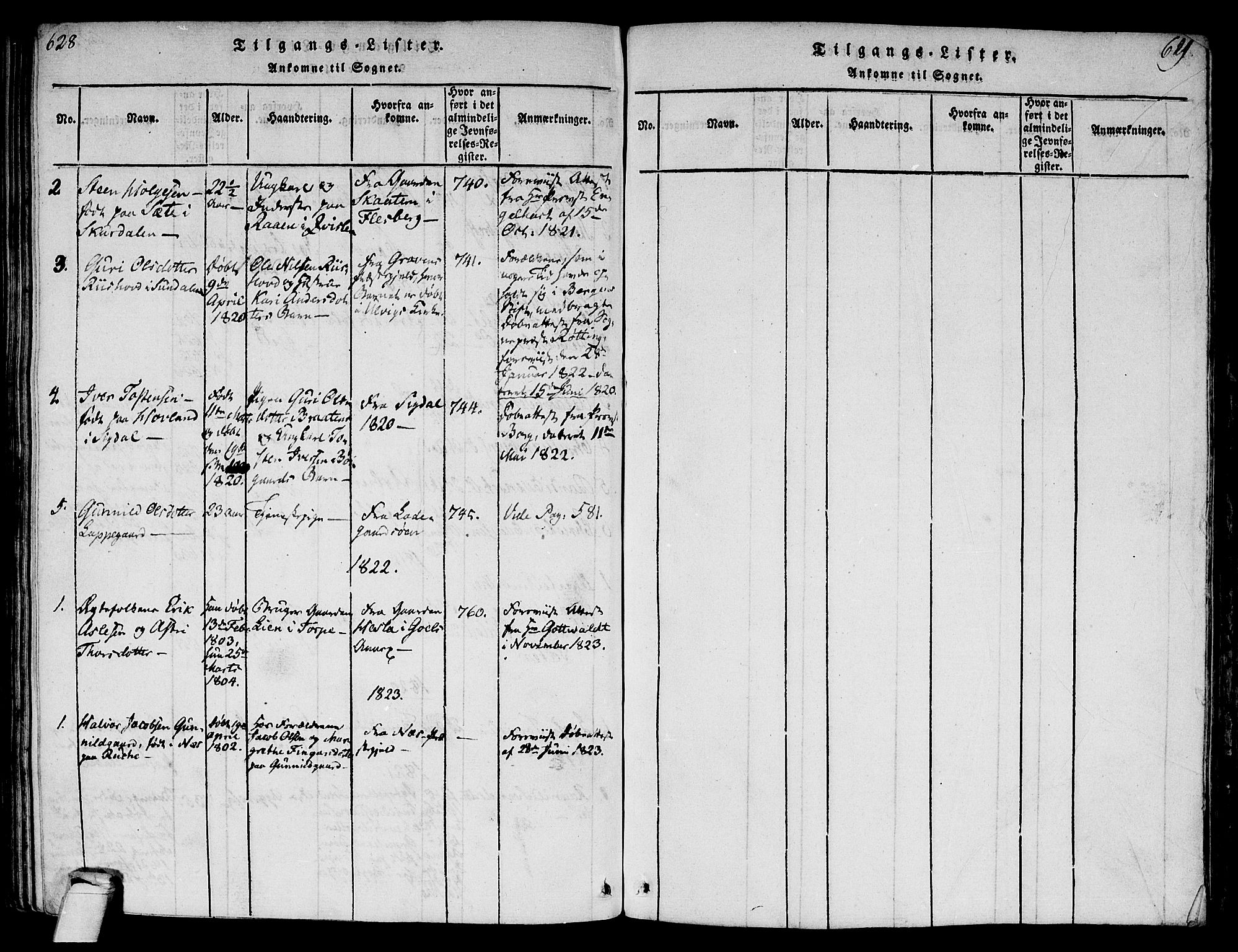 Ål kirkebøker, SAKO/A-249/F/Fa/L0004: Parish register (official) no. I 4, 1815-1825, p. 628-629