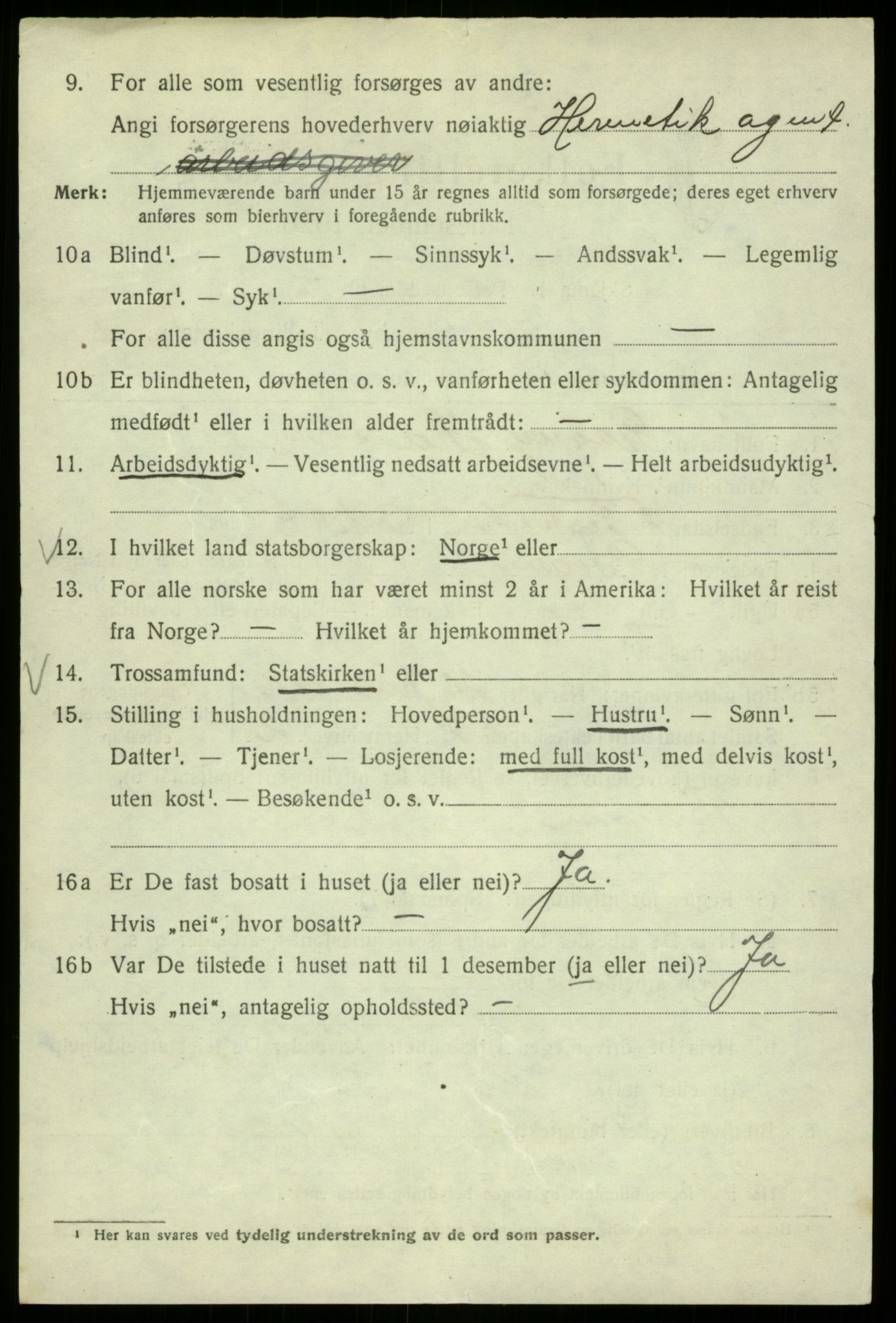 SAB, 1920 census for Bergen, 1920, p. 58184