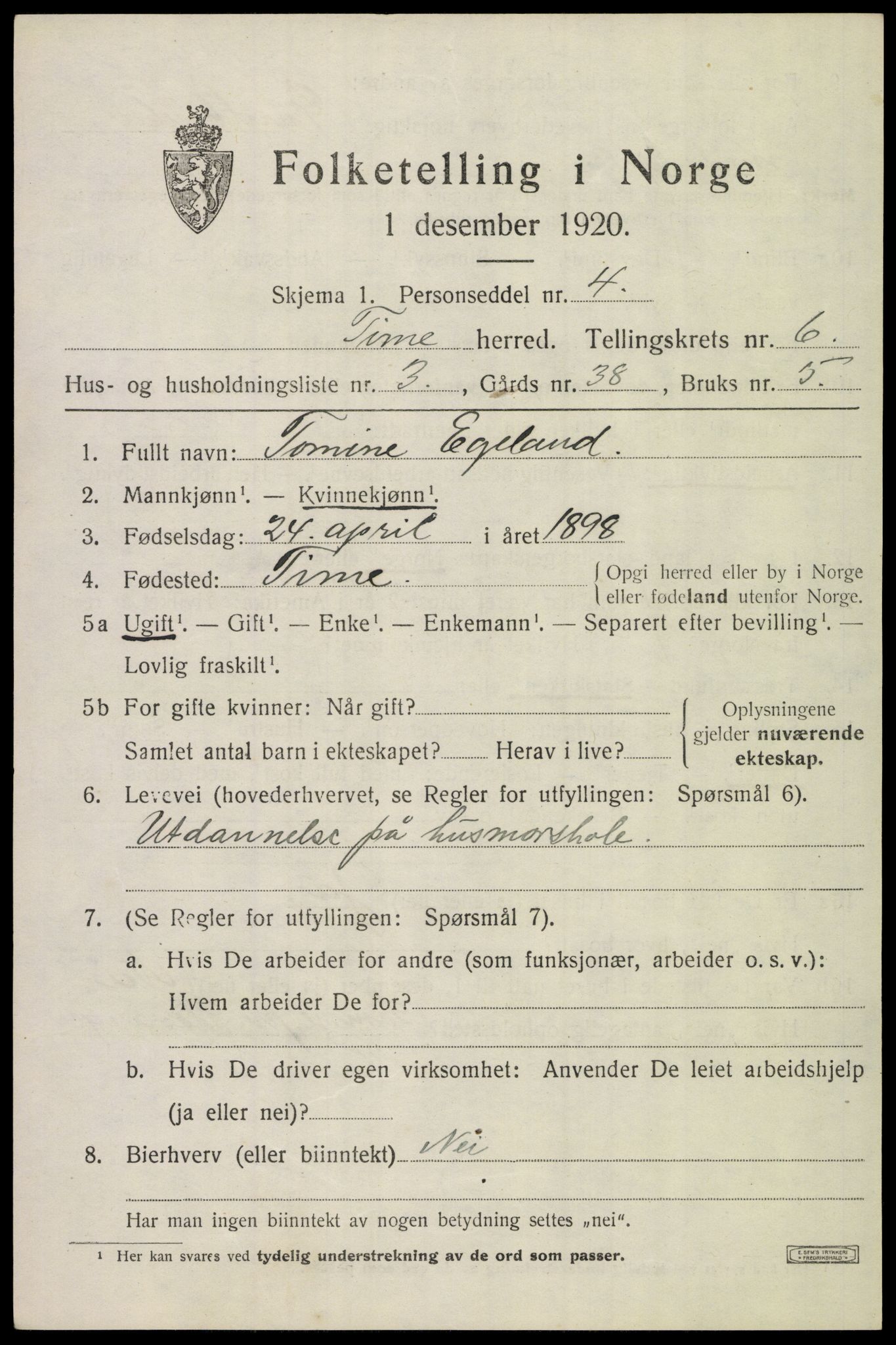 SAST, 1920 census for Time, 1920, p. 6999