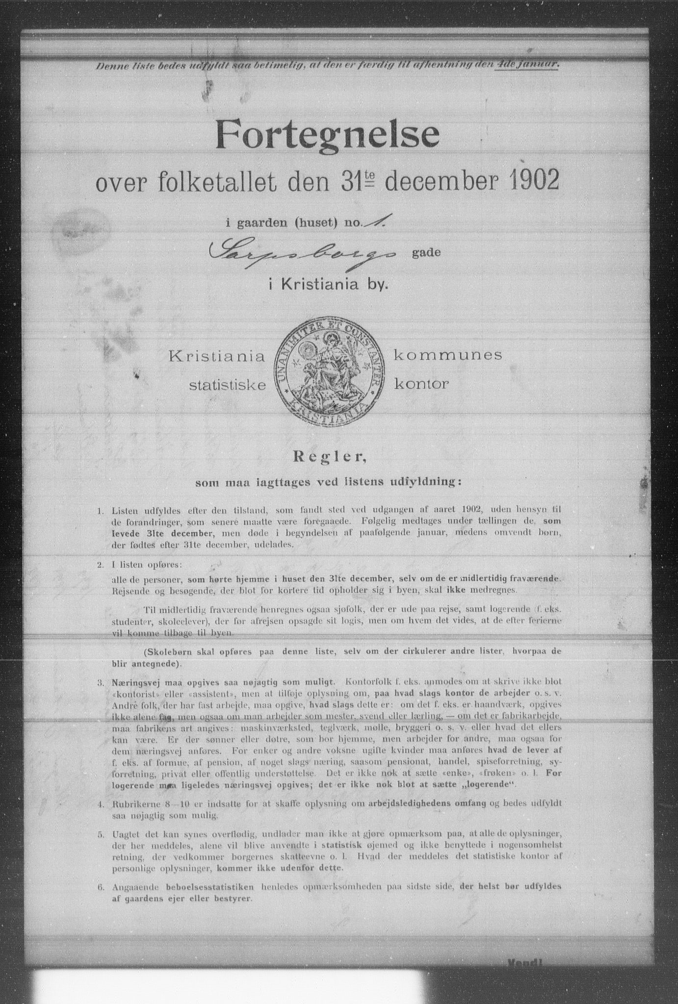 OBA, Municipal Census 1902 for Kristiania, 1902, p. 16764