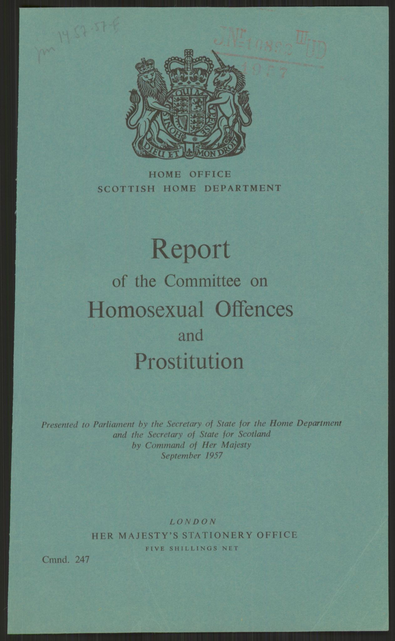 Justisdepartementet, Lovavdelingen, RA/S-3212/D/De/L0029/0001: Straffeloven / Straffelovens revisjon: 5 - Ot. prp. nr.  41 - 1945: Homoseksualiet. 3 mapper, 1956-1970, p. 583