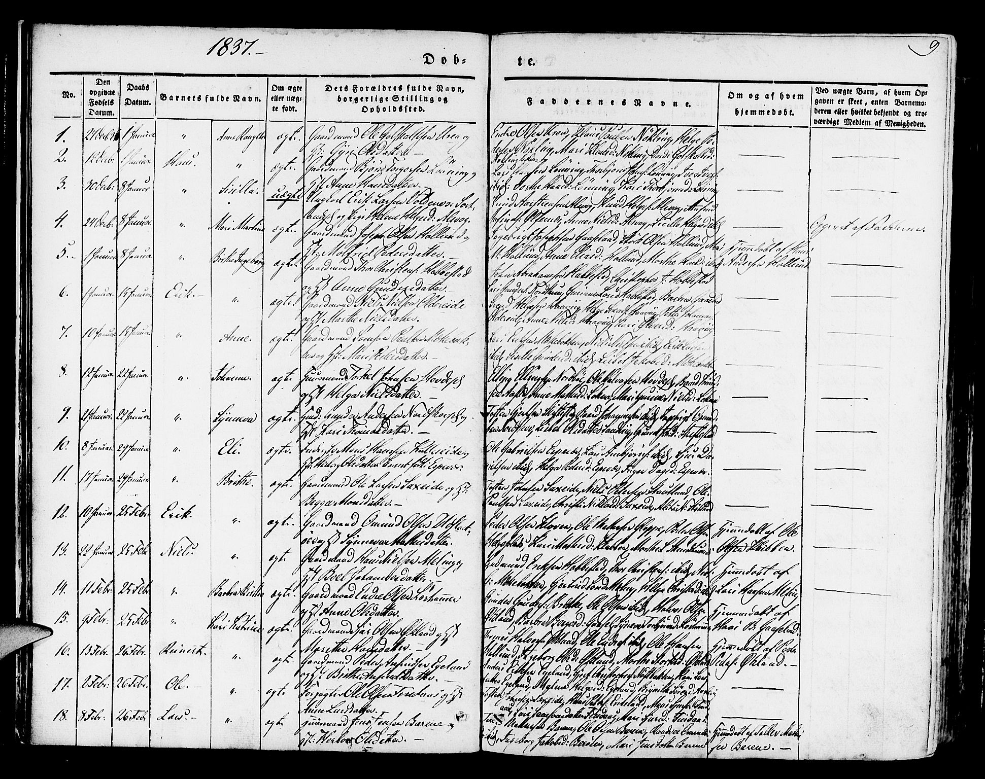 Finnås sokneprestembete, SAB/A-99925/H/Ha/Haa/Haaa/L0006: Parish register (official) no. A 6, 1836-1850, p. 9