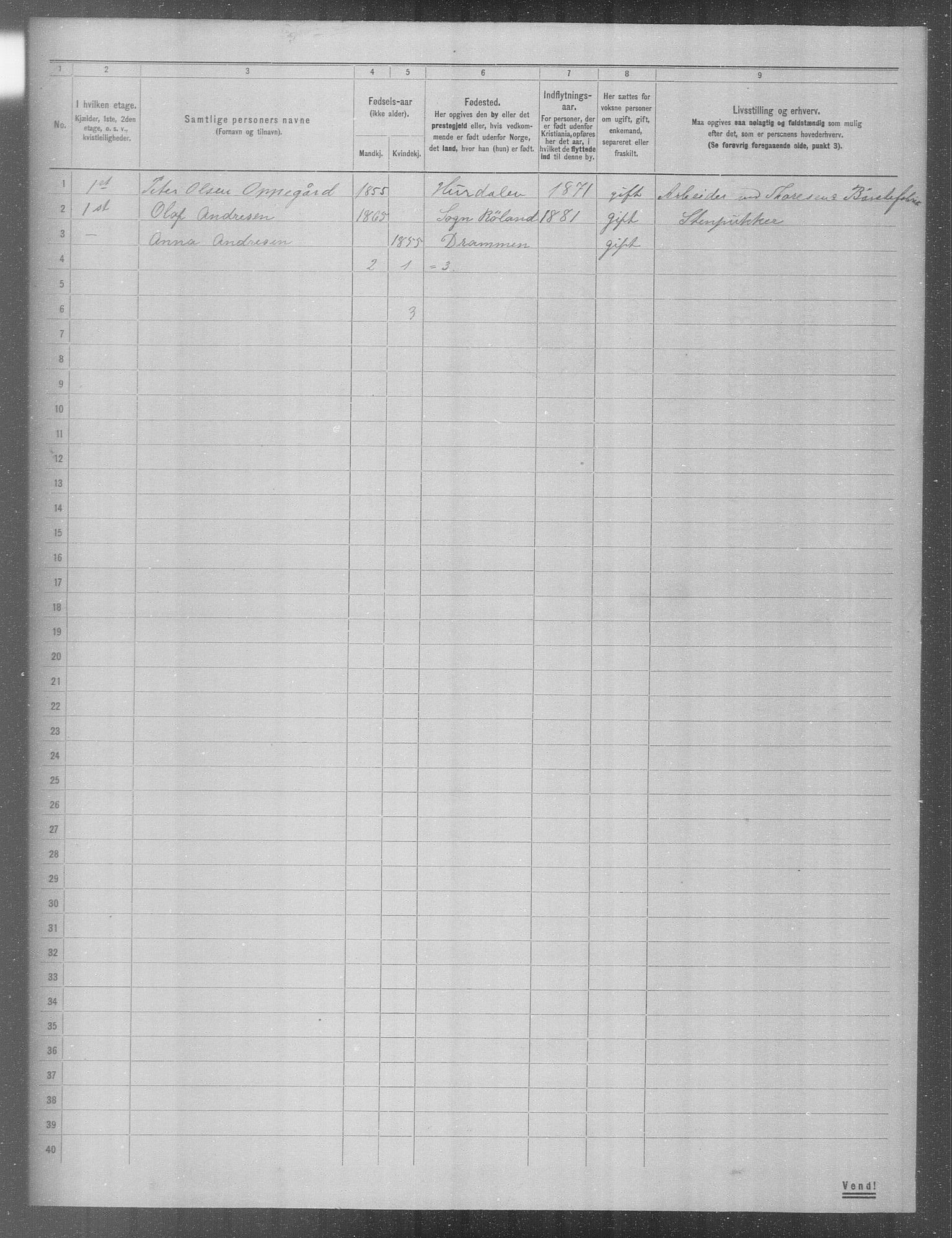 OBA, Municipal Census 1904 for Kristiania, 1904, p. 2920