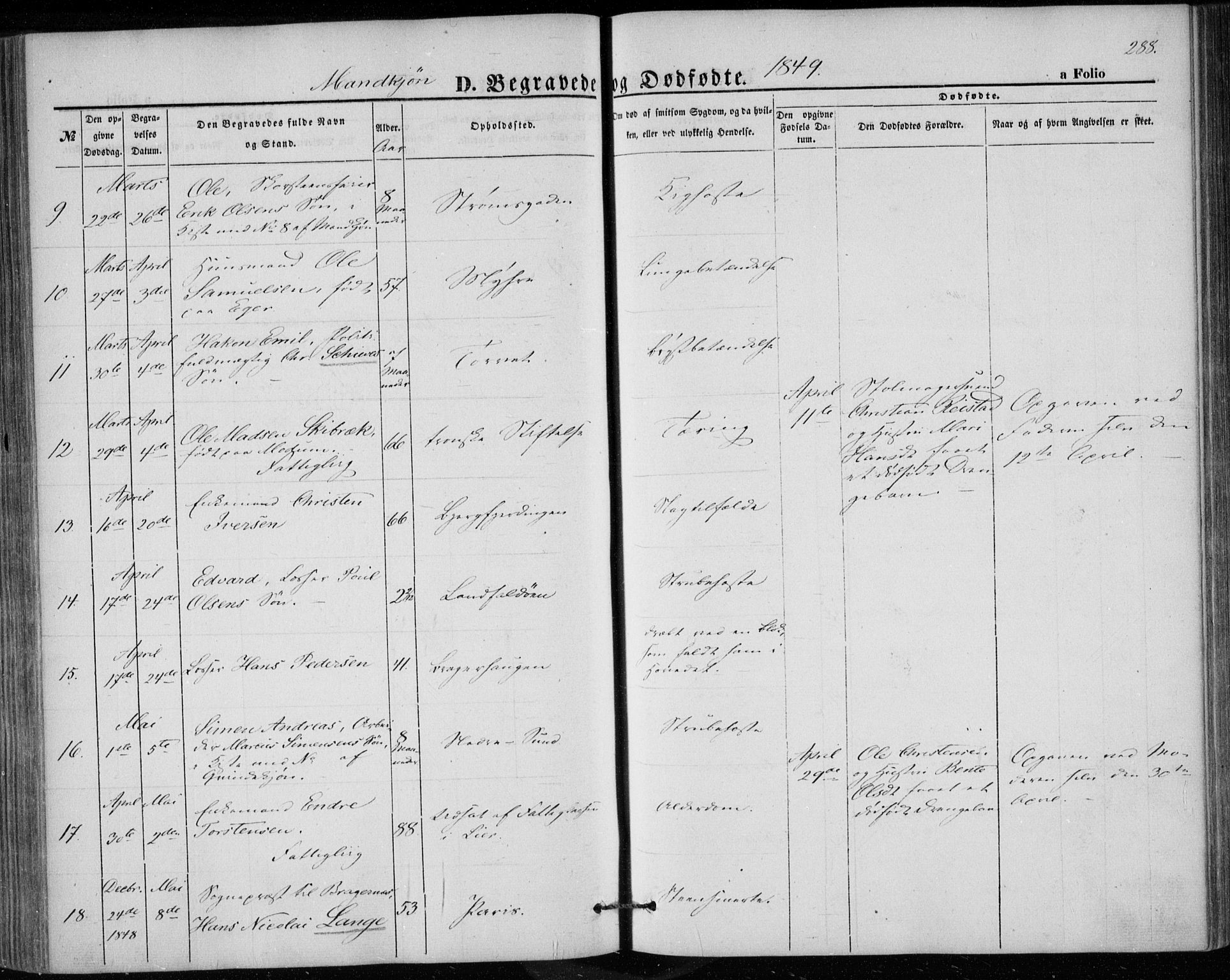 Bragernes kirkebøker, SAKO/A-6/F/Fb/L0002: Parish register (official) no. II 2, 1848-1859, p. 288