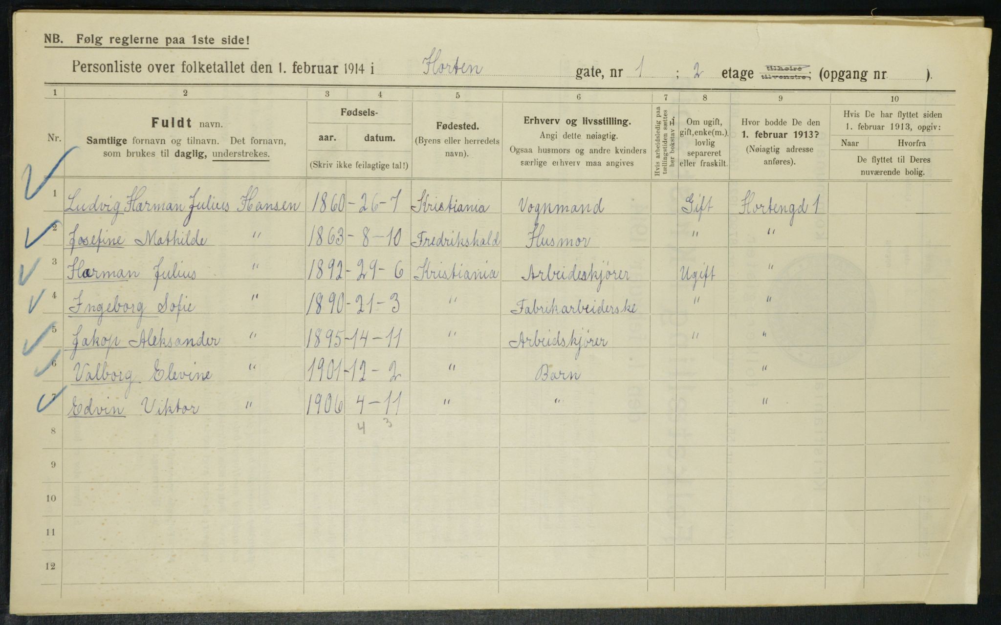 OBA, Municipal Census 1914 for Kristiania, 1914, p. 41451