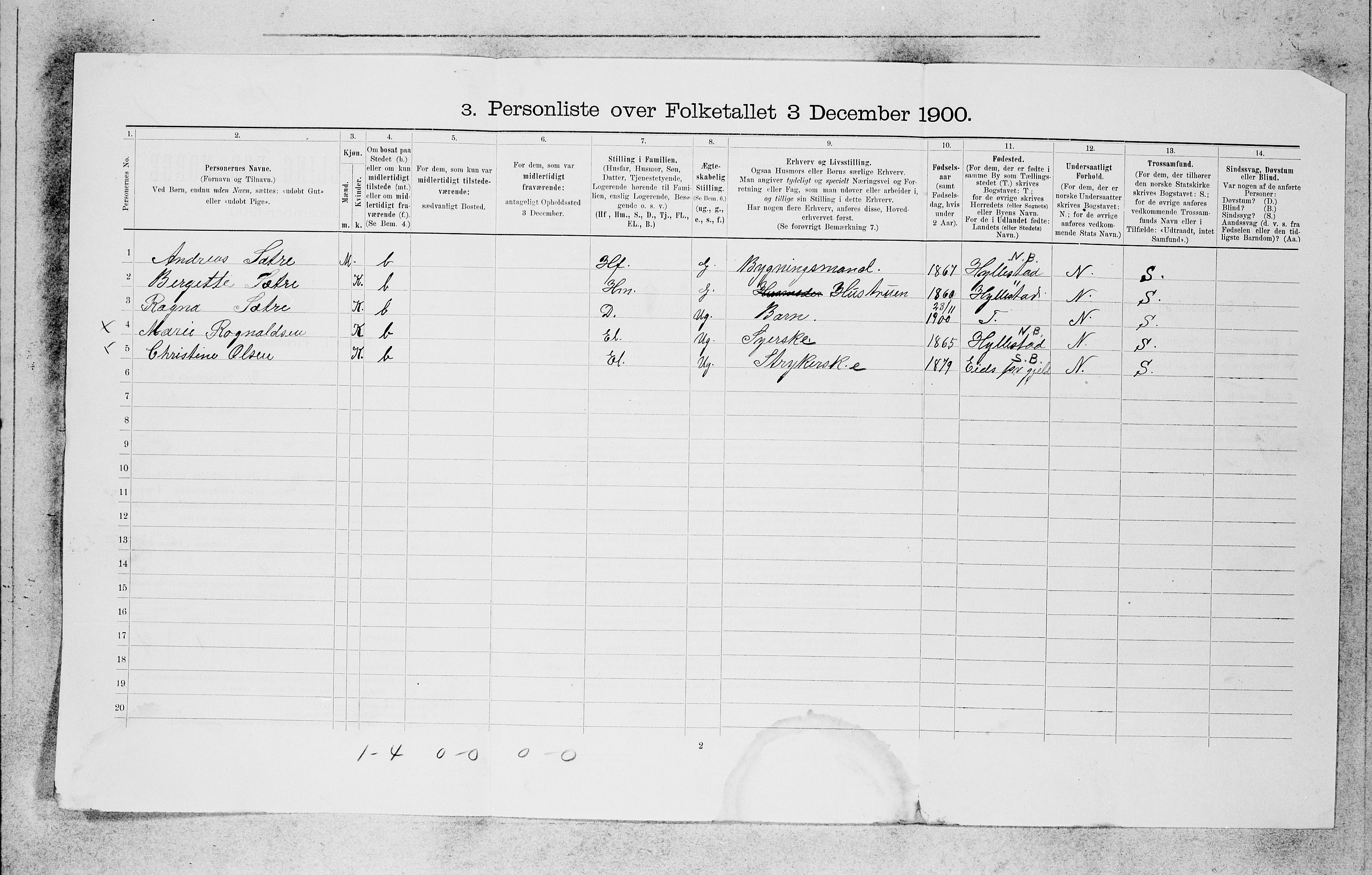 SAB, 1900 census for Bergen, 1900, p. 7992