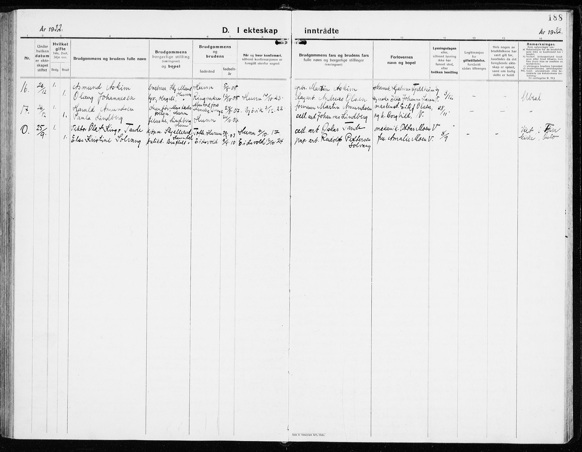 Vardal prestekontor, AV/SAH-PREST-100/H/Ha/Haa/L0018: Parish register (official) no. 18, 1930-1945, p. 188