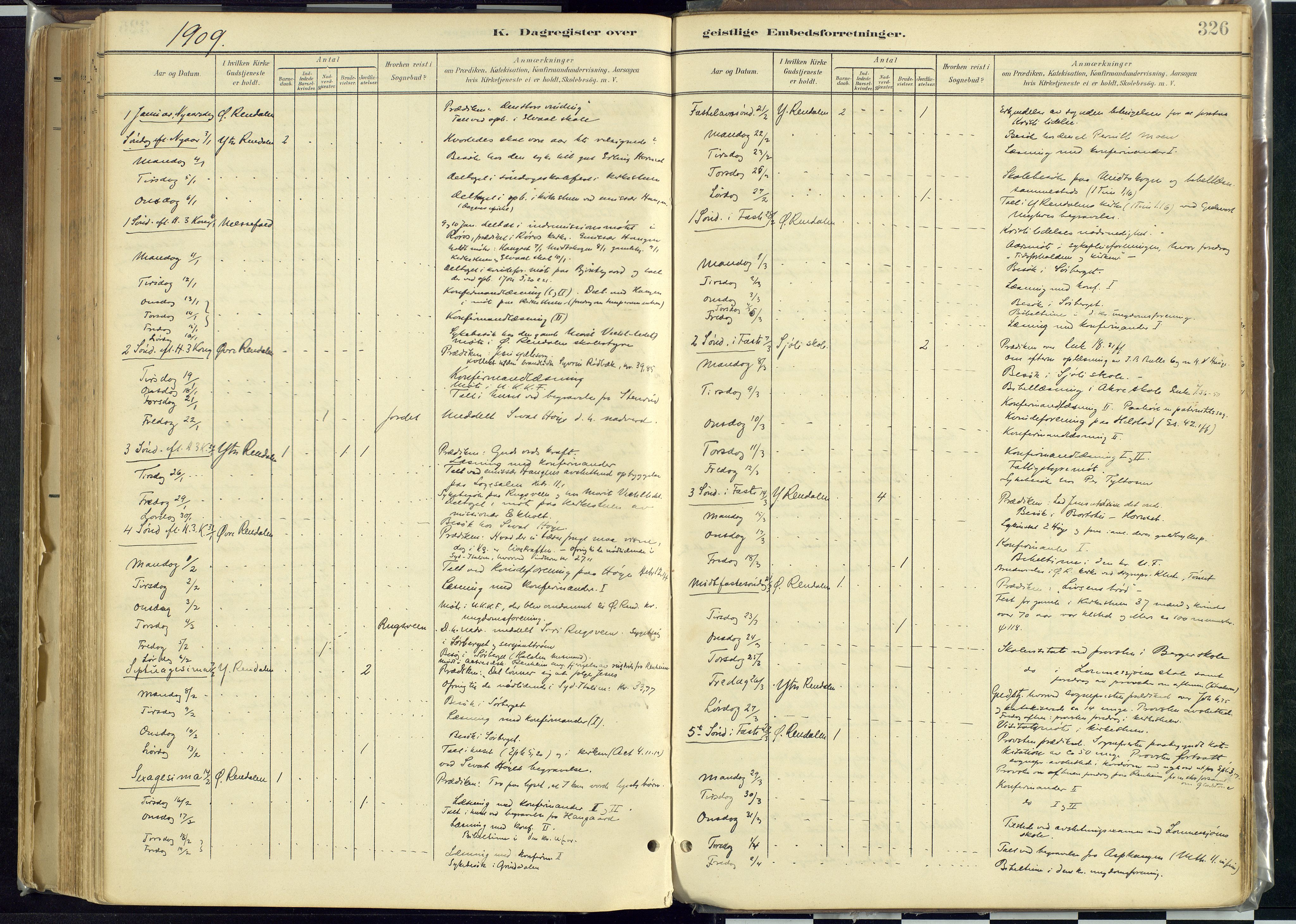 Rendalen prestekontor, SAH/PREST-054/H/Ha/Haa/L0012: Parish register (official) no. 12, 1901-1928, p. 326