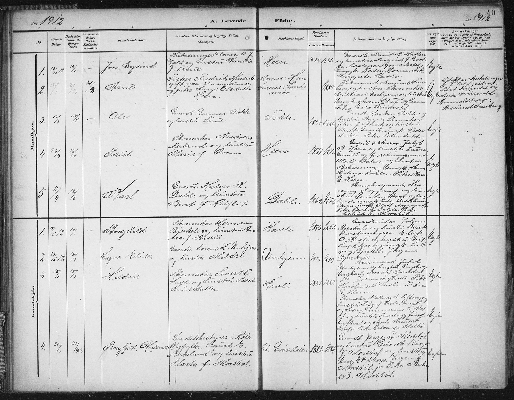 Ministerialprotokoller, klokkerbøker og fødselsregistre - Møre og Romsdal, SAT/A-1454/545/L0589: Parish register (copy) no. 545C03, 1902-1937, p. 40