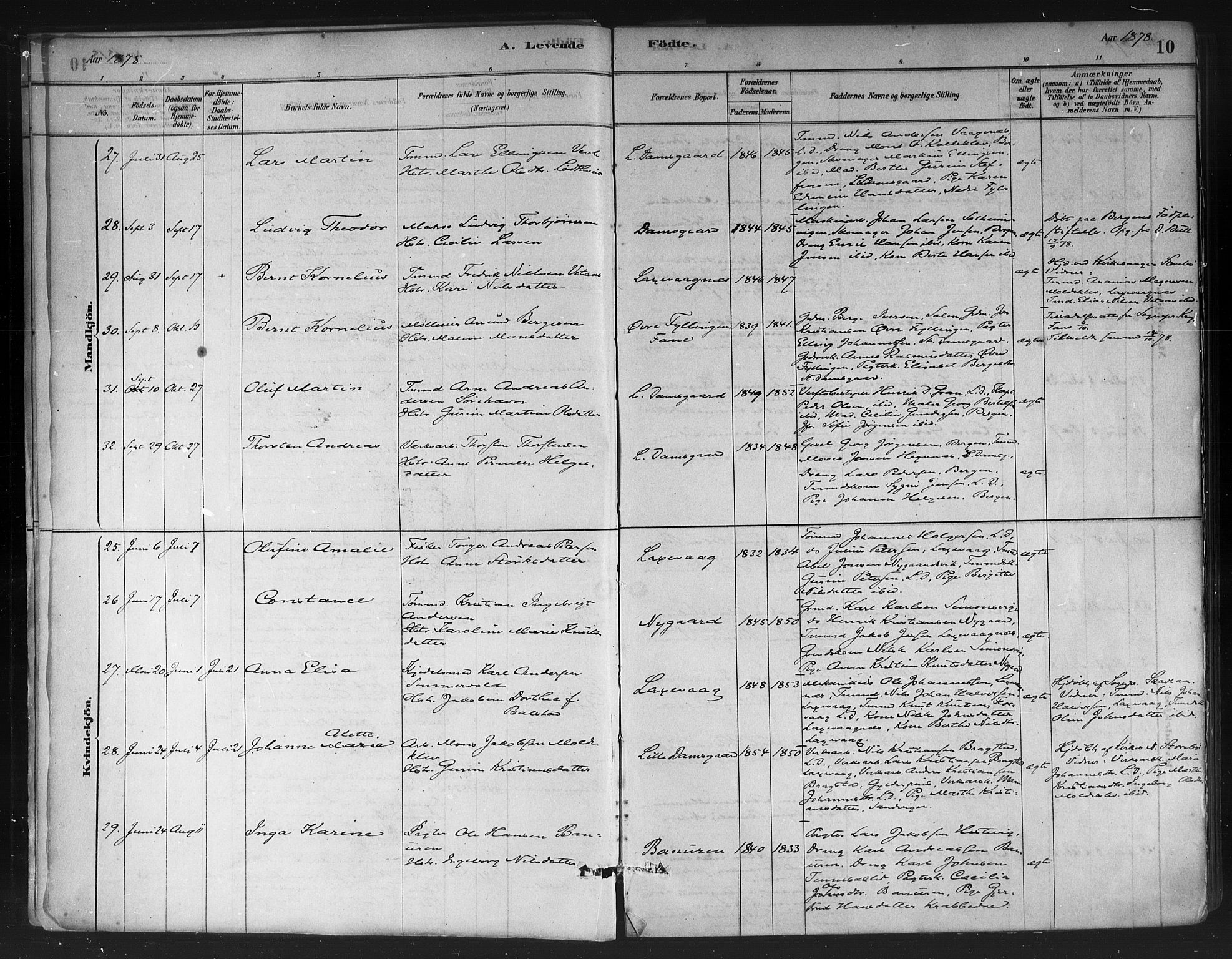 Askøy Sokneprestembete, AV/SAB-A-74101/H/Ha/Haa/Haae/L0002: Parish register (official) no. E 2, 1878-1891, p. 10