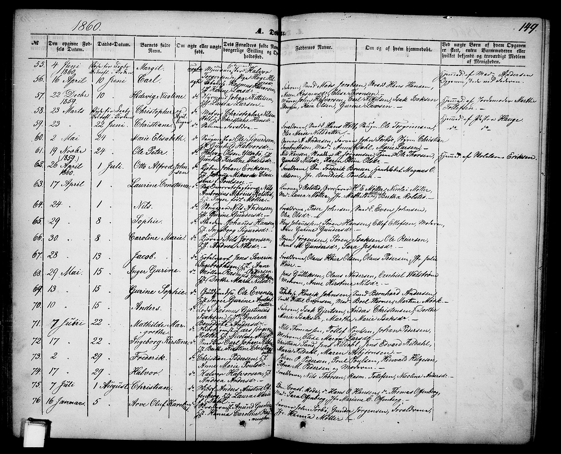 Skien kirkebøker, AV/SAKO-A-302/G/Ga/L0004: Parish register (copy) no. 4, 1843-1867, p. 149