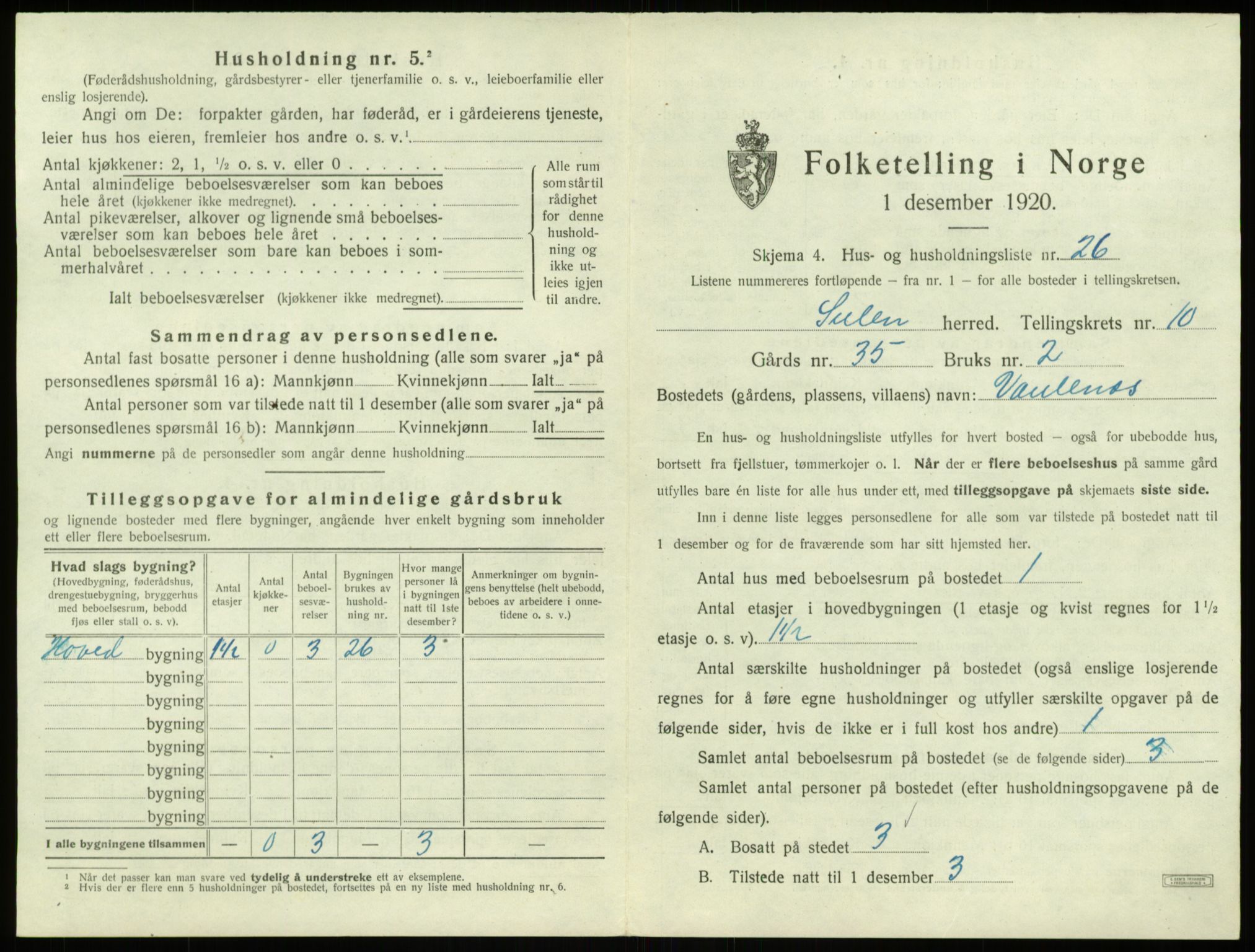 SAB, 1920 census for Solund, 1920, p. 552