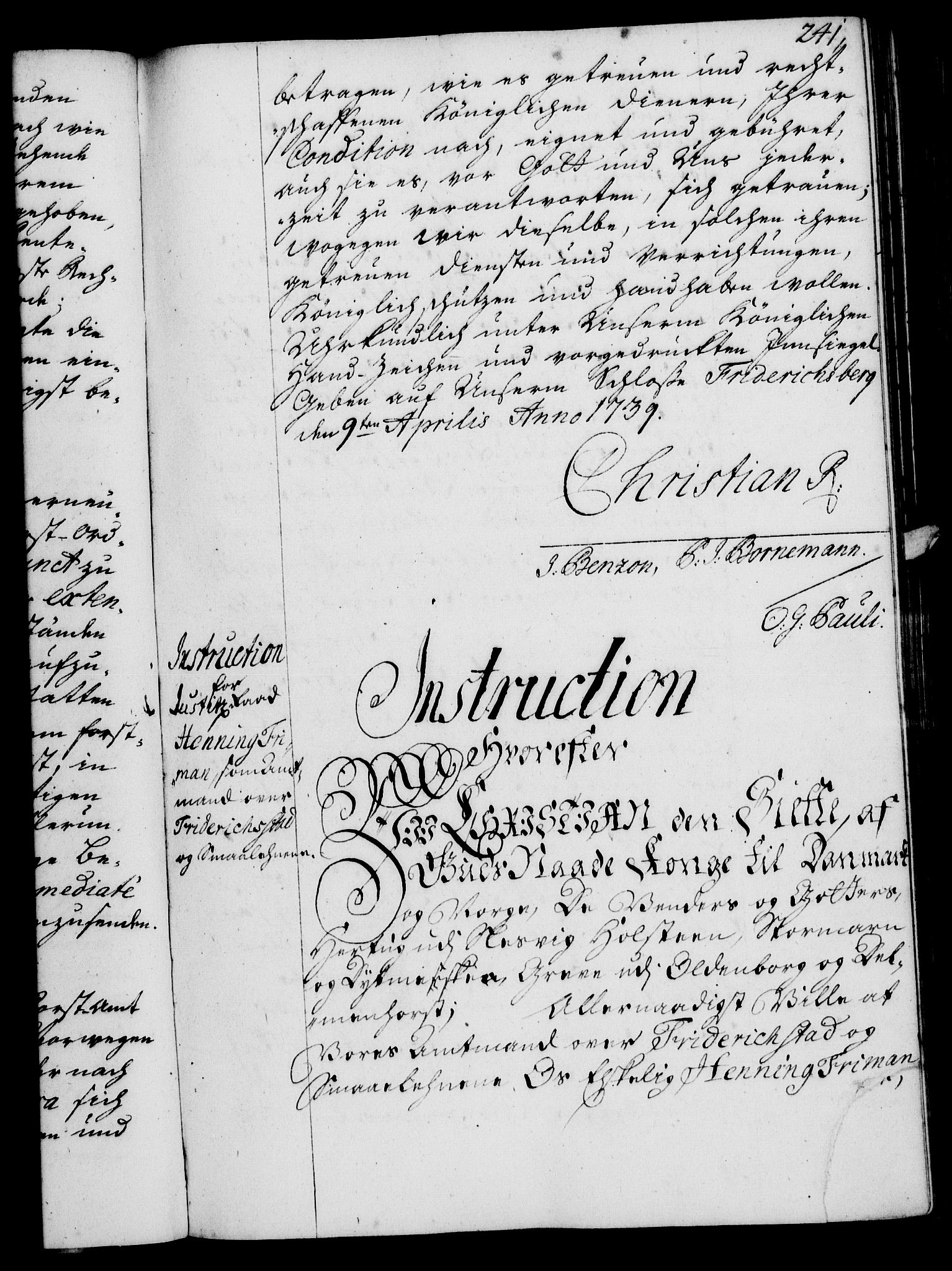 Rentekammeret, Kammerkanselliet, RA/EA-3111/G/Gg/Ggi/L0002: Norsk instruksjonsprotokoll med register (merket RK 53.35), 1729-1751, p. 241