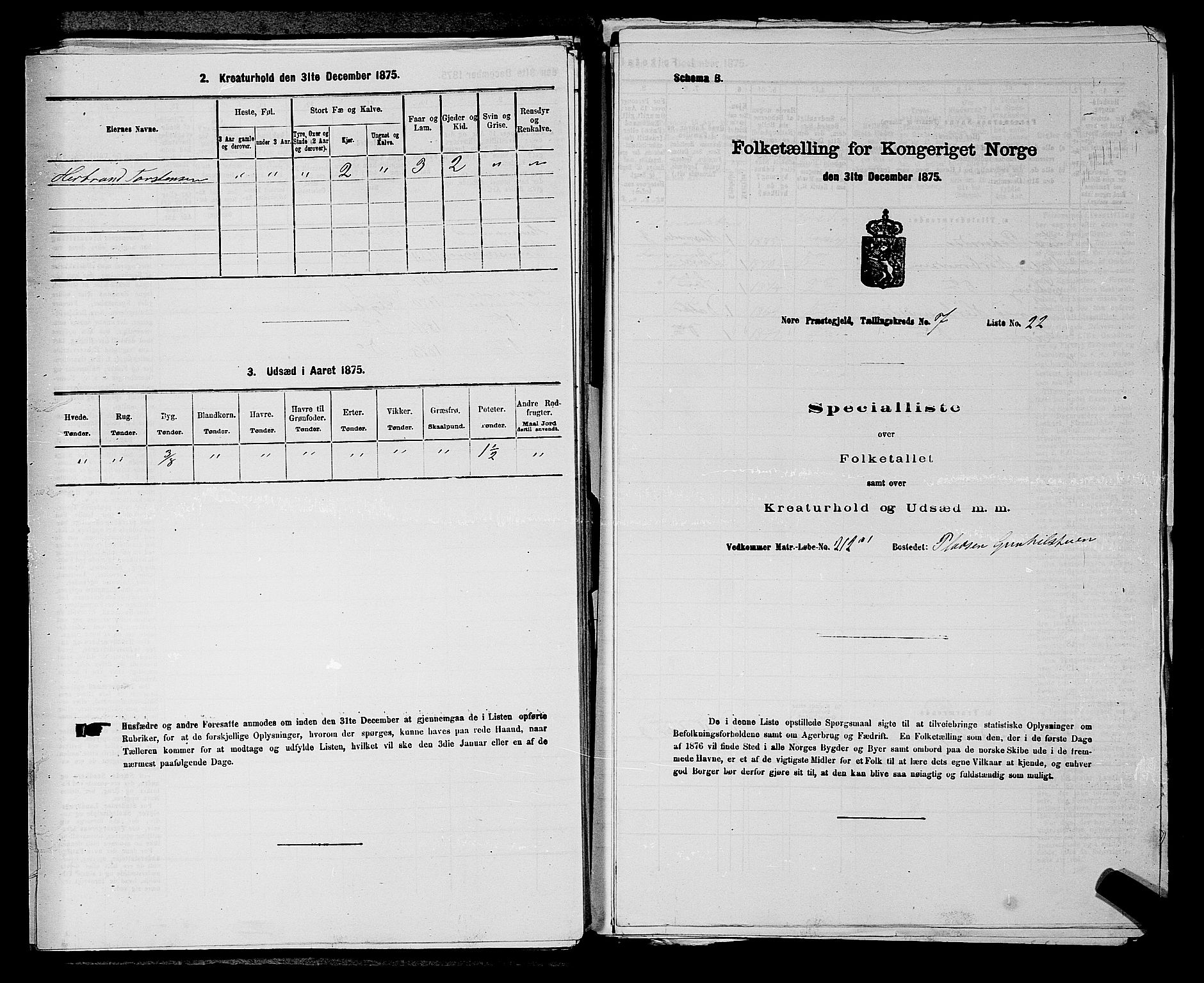 SAKO, 1875 census for 0633P Nore, 1875, p. 943