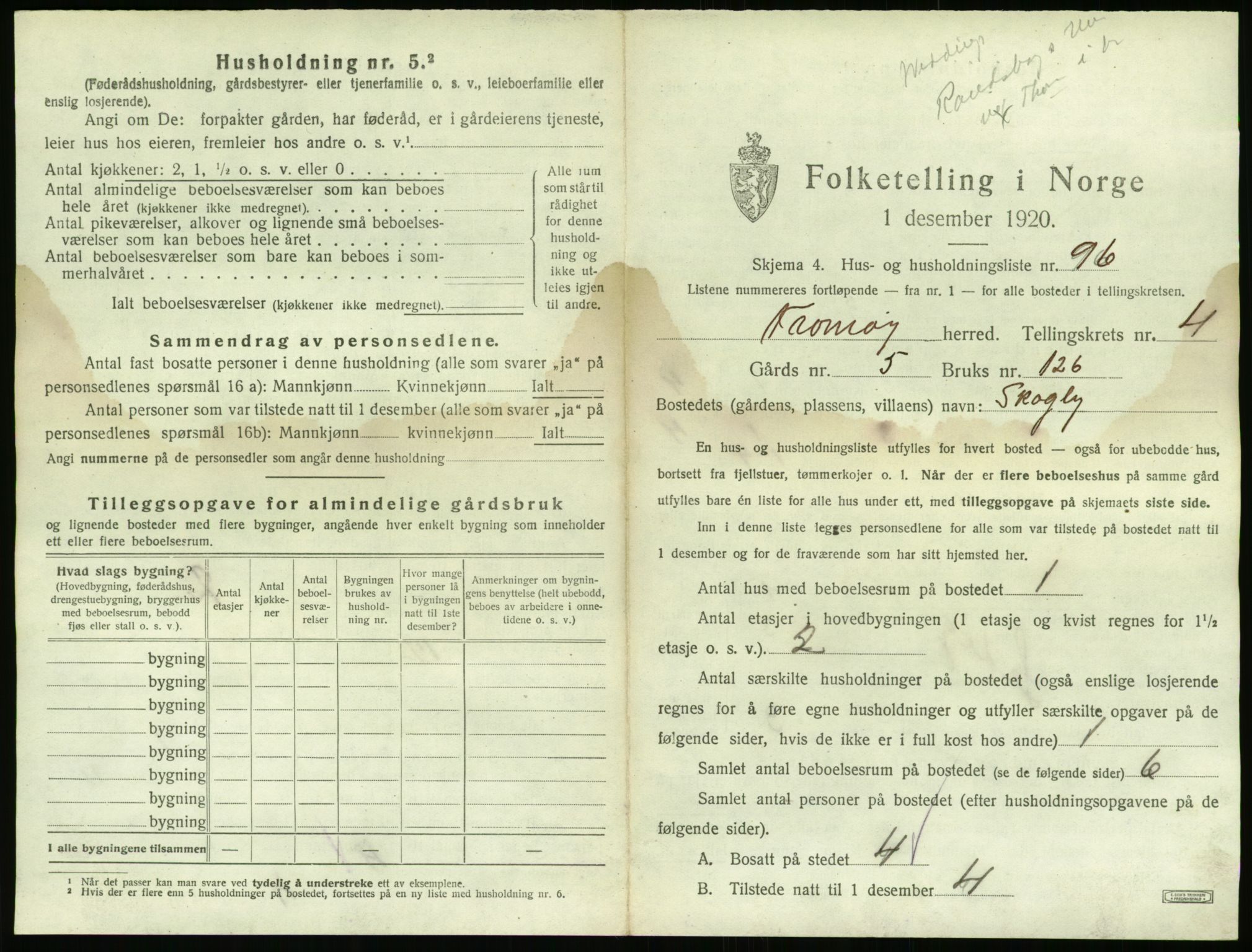 SAK, 1920 census for Tromøy, 1920, p. 523