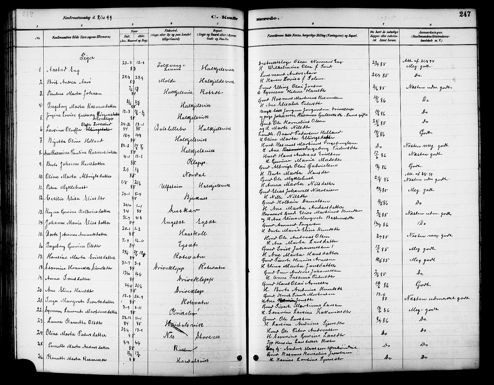 Ministerialprotokoller, klokkerbøker og fødselsregistre - Møre og Romsdal, AV/SAT-A-1454/511/L0158: Parish register (copy) no. 511C04, 1884-1903, p. 247