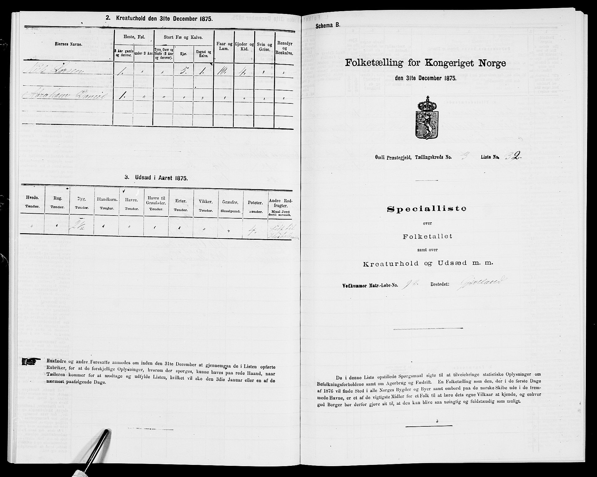 SAK, 1875 census for 0929P Åmli, 1875, p. 239