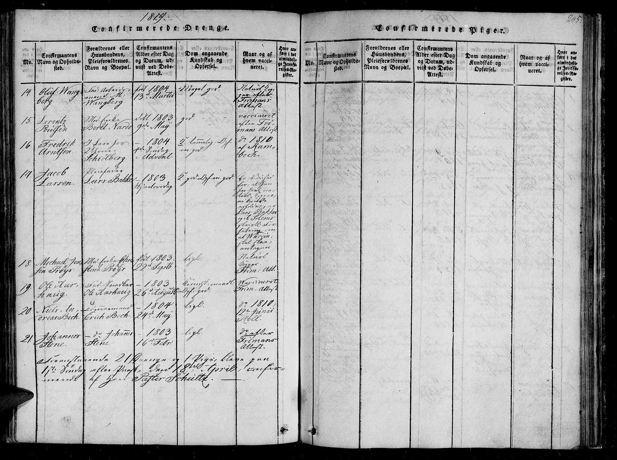 Ministerialprotokoller, klokkerbøker og fødselsregistre - Sør-Trøndelag, SAT/A-1456/602/L0107: Parish register (official) no. 602A05, 1815-1821, p. 245