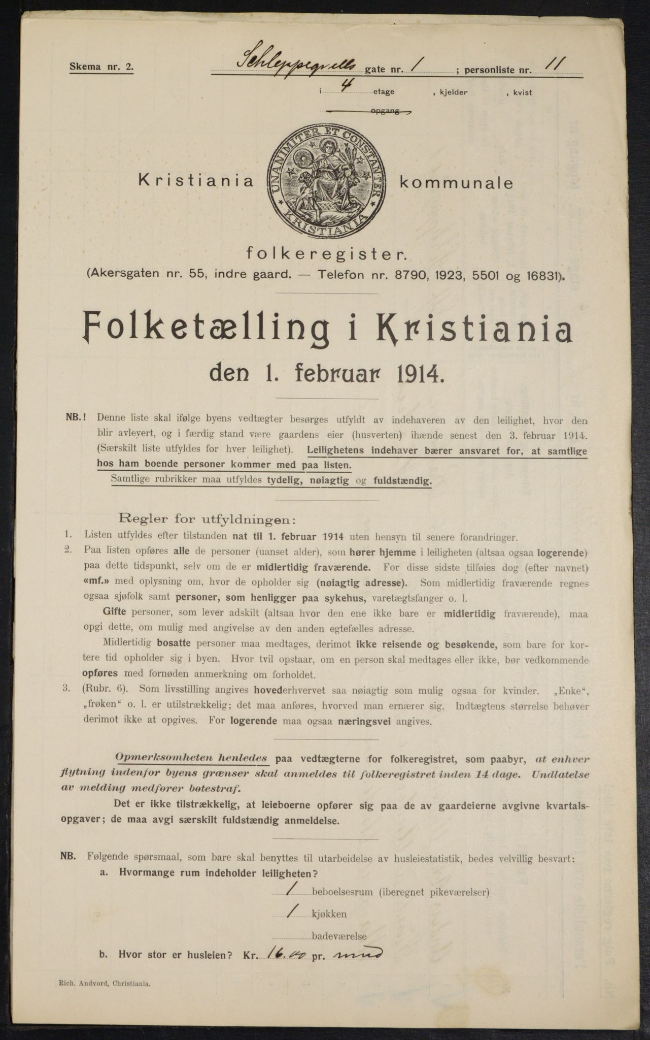 OBA, Municipal Census 1914 for Kristiania, 1914, p. 89406