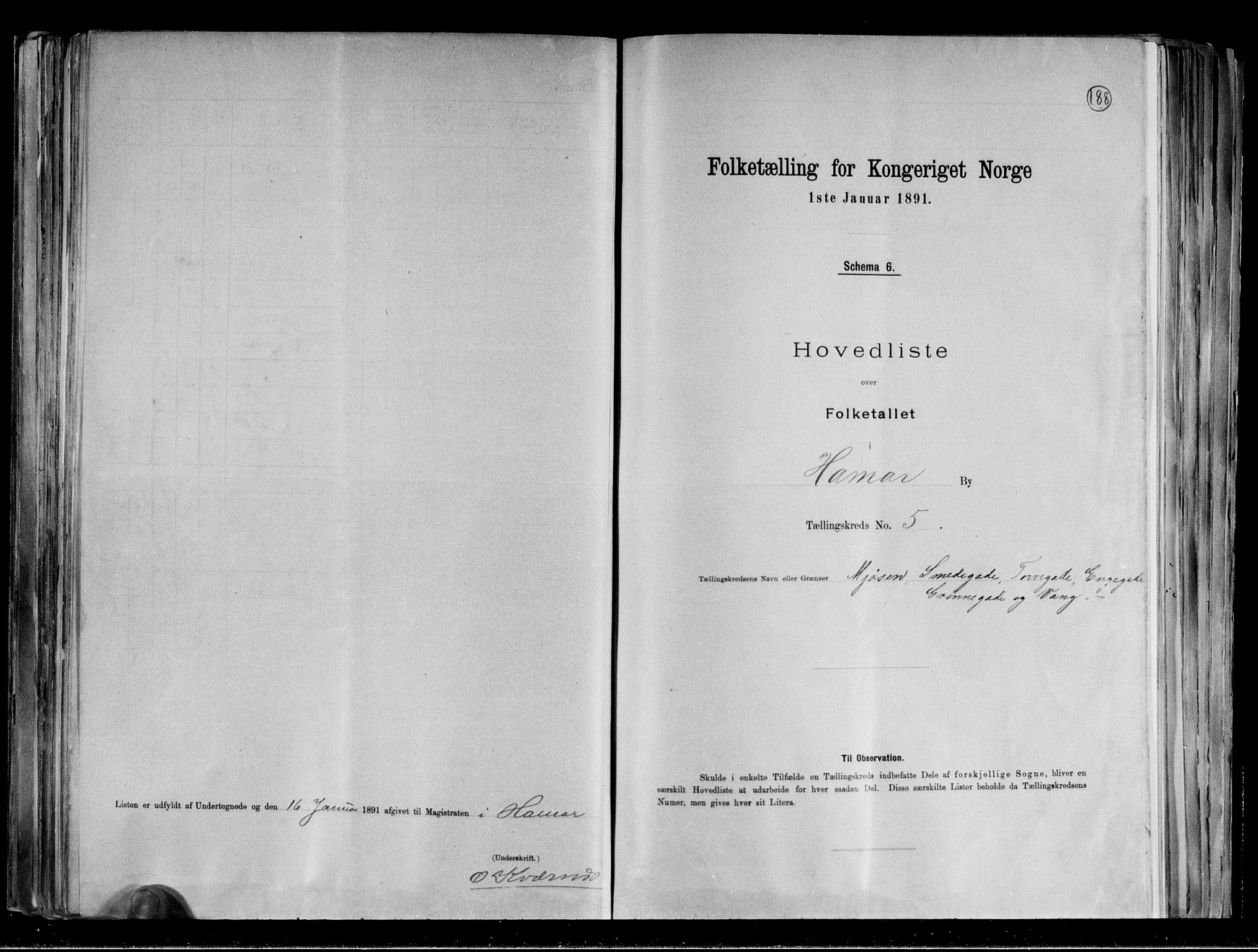 RA, 1891 census for 0401 Hamar, 1891, p. 12
