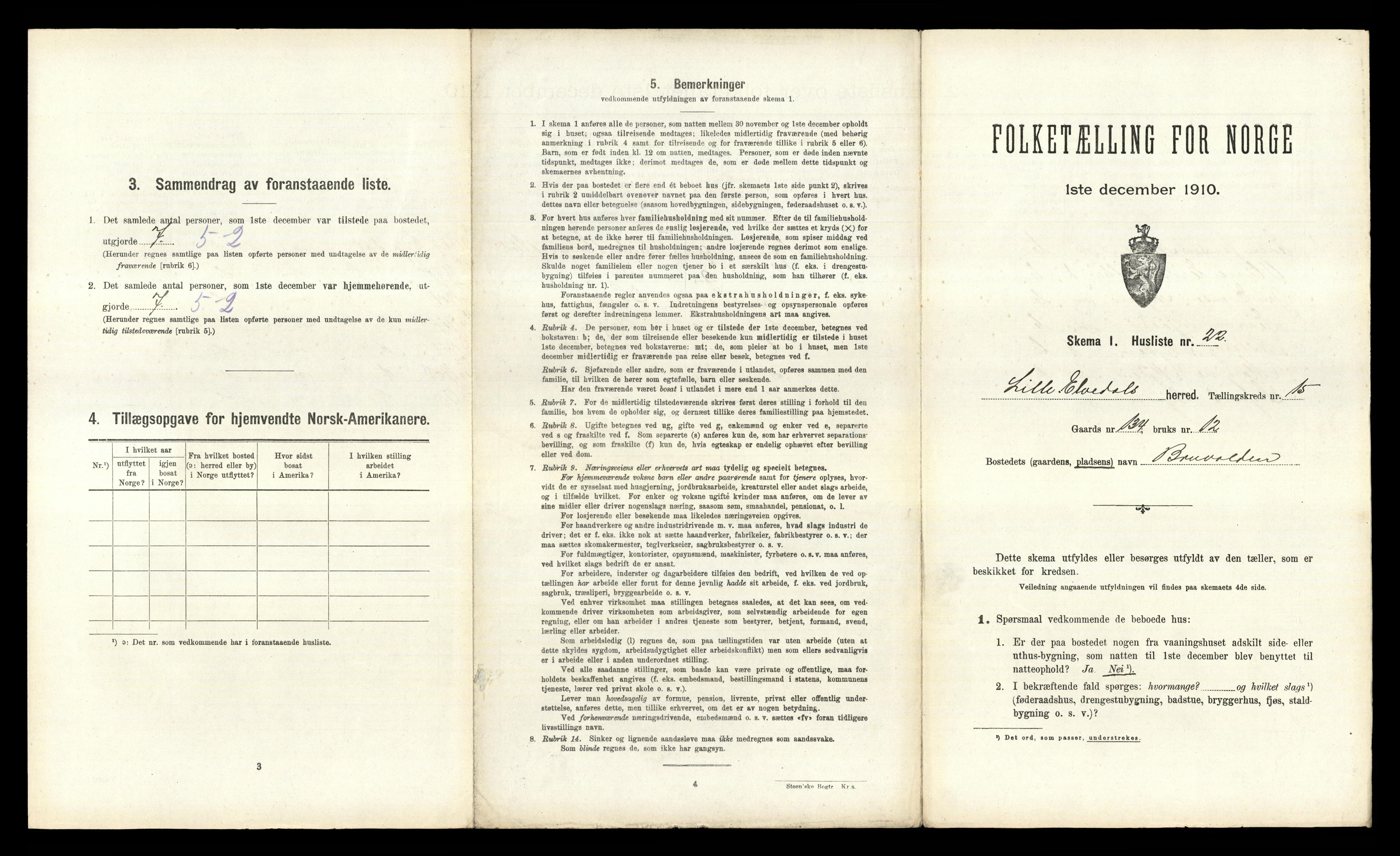 RA, 1910 census for Lille Elvedalen, 1910, p. 1259