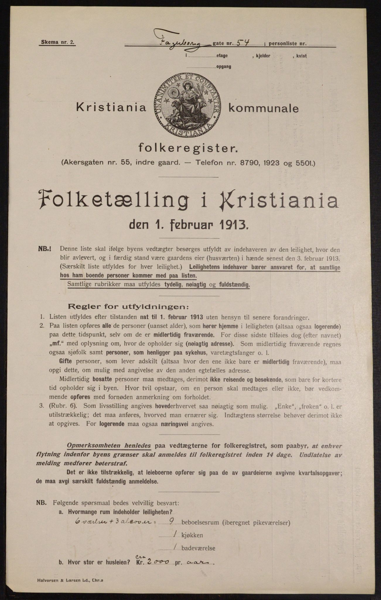 OBA, Municipal Census 1913 for Kristiania, 1913, p. 23192