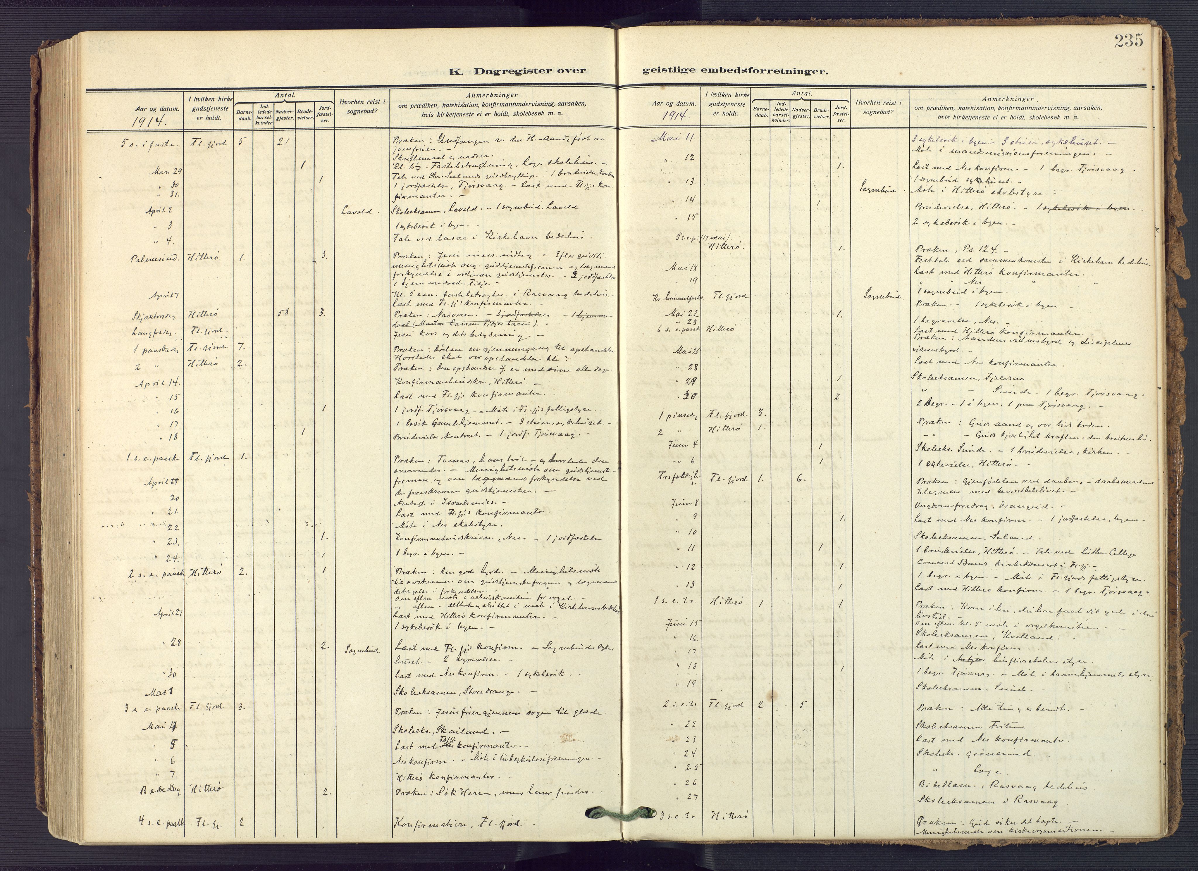 Flekkefjord sokneprestkontor, SAK/1111-0012/F/Fa/Fac/L0010: Parish register (official) no. A 10, 1910-1927, p. 235