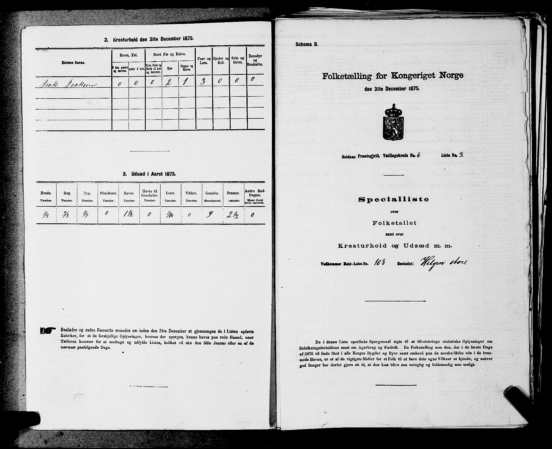 SAKO, 1875 census for 0819P Holla, 1875, p. 707