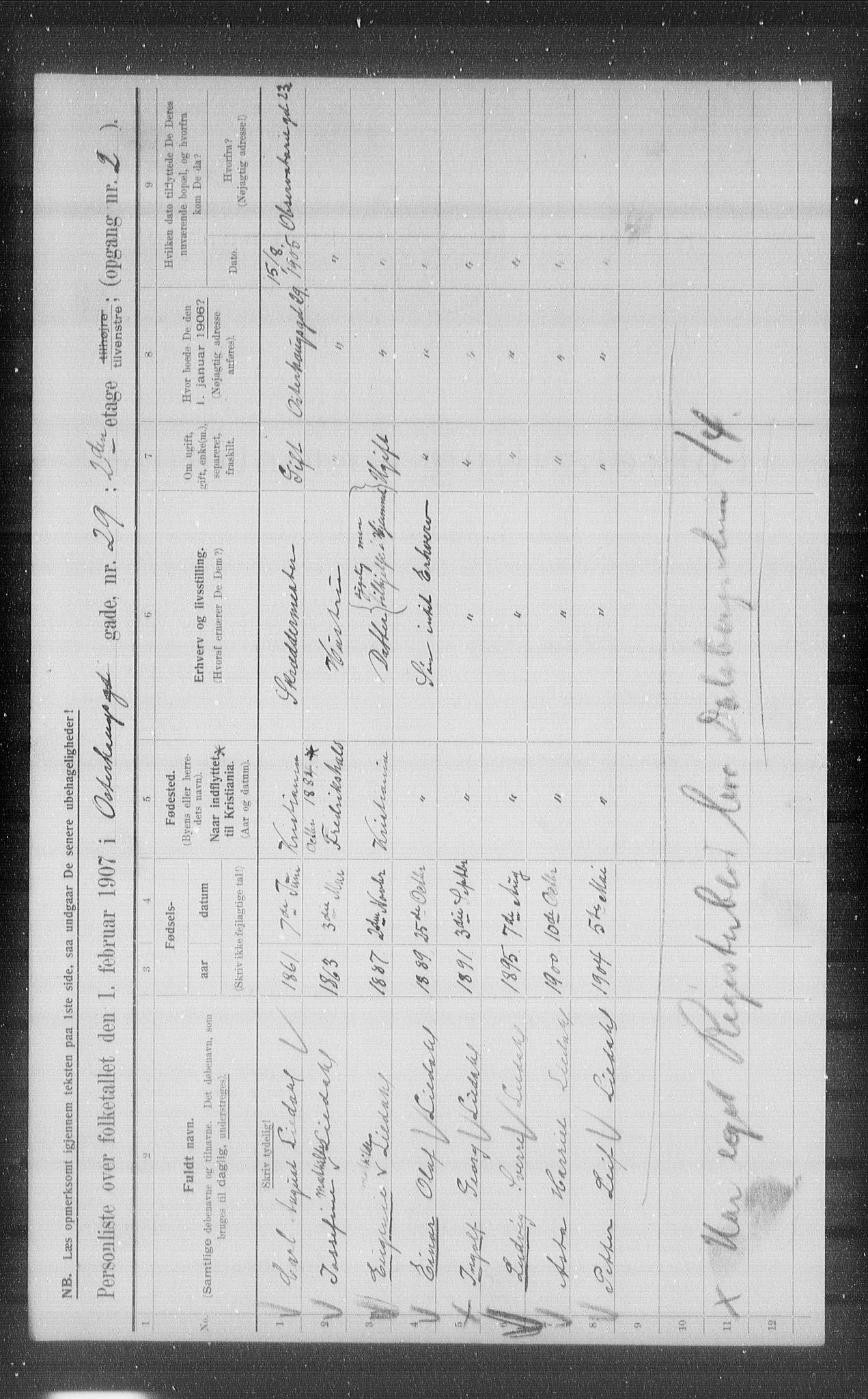 OBA, Municipal Census 1907 for Kristiania, 1907, p. 39797