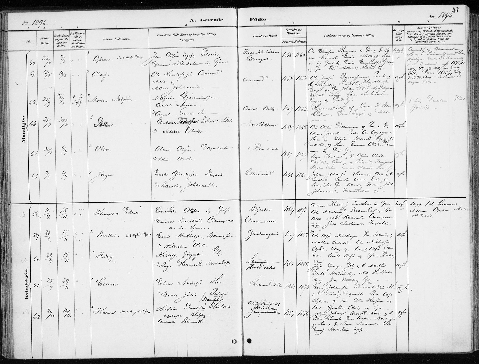 Løten prestekontor, AV/SAH-PREST-022/K/Ka/L0010: Parish register (official) no. 10, 1892-1907, p. 57