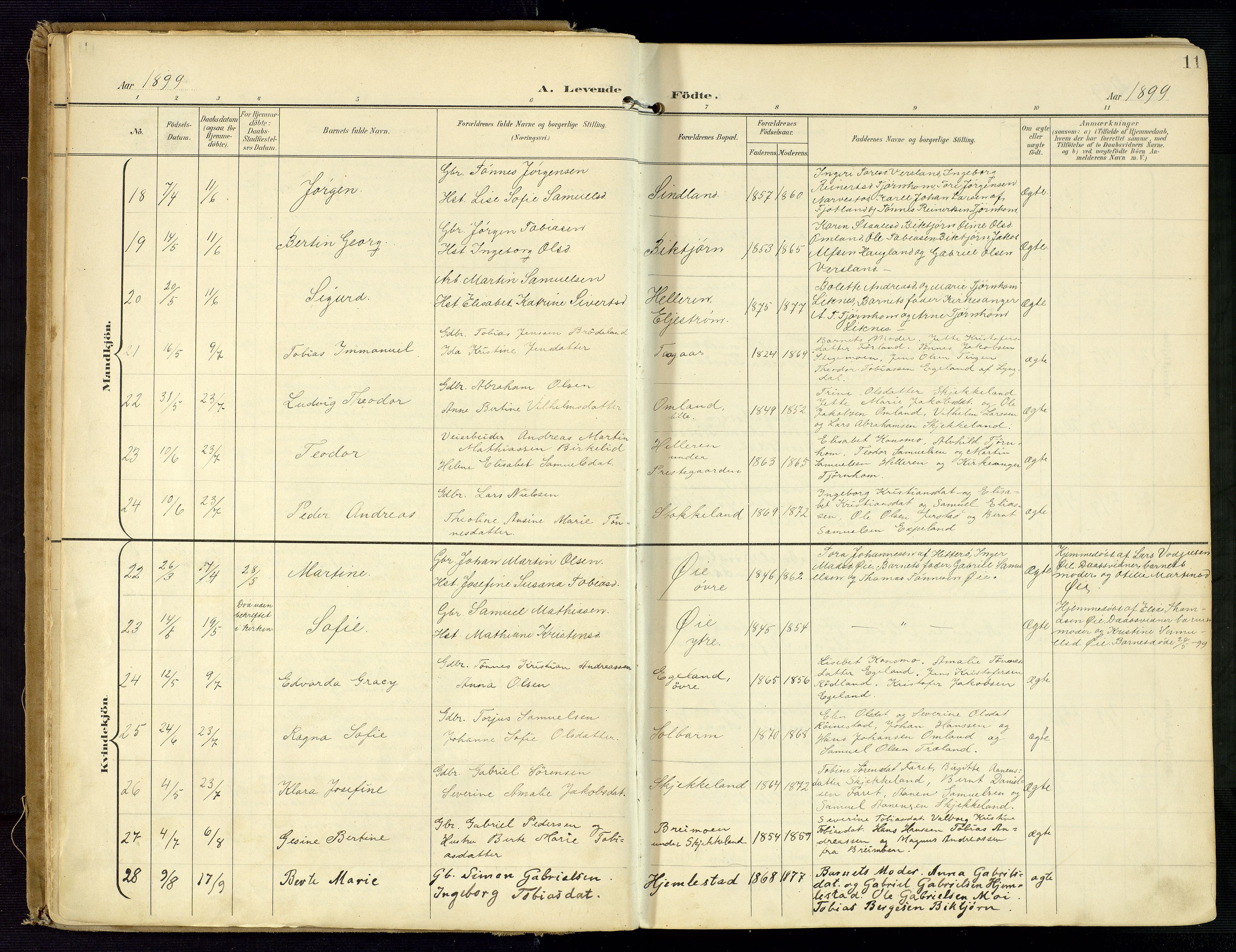 Kvinesdal sokneprestkontor, AV/SAK-1111-0026/F/Fa/Fab/L0009: Parish register (official) no. A 9, 1898-1915, p. 11