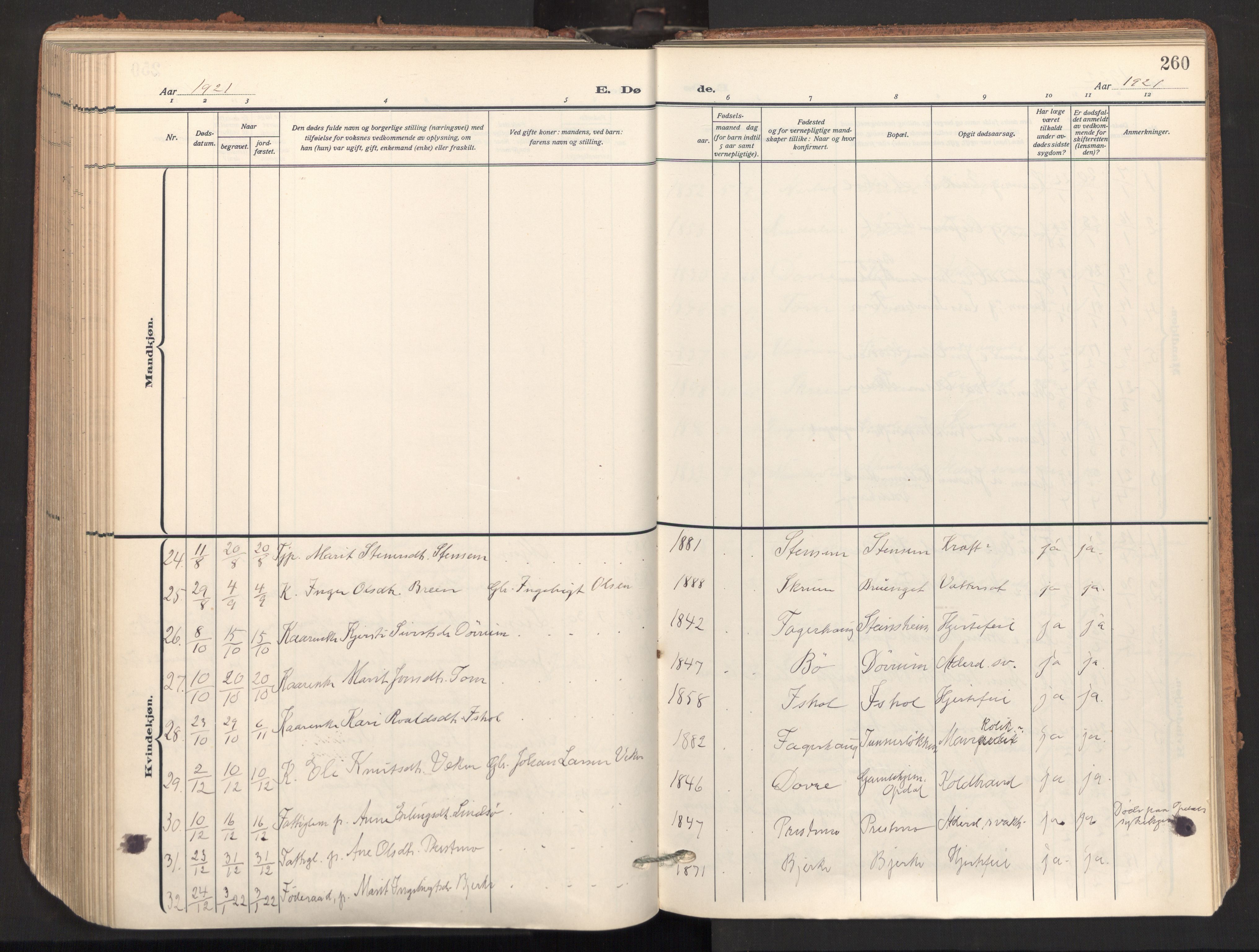 Ministerialprotokoller, klokkerbøker og fødselsregistre - Sør-Trøndelag, SAT/A-1456/678/L0909: Parish register (official) no. 678A17, 1912-1930, p. 260