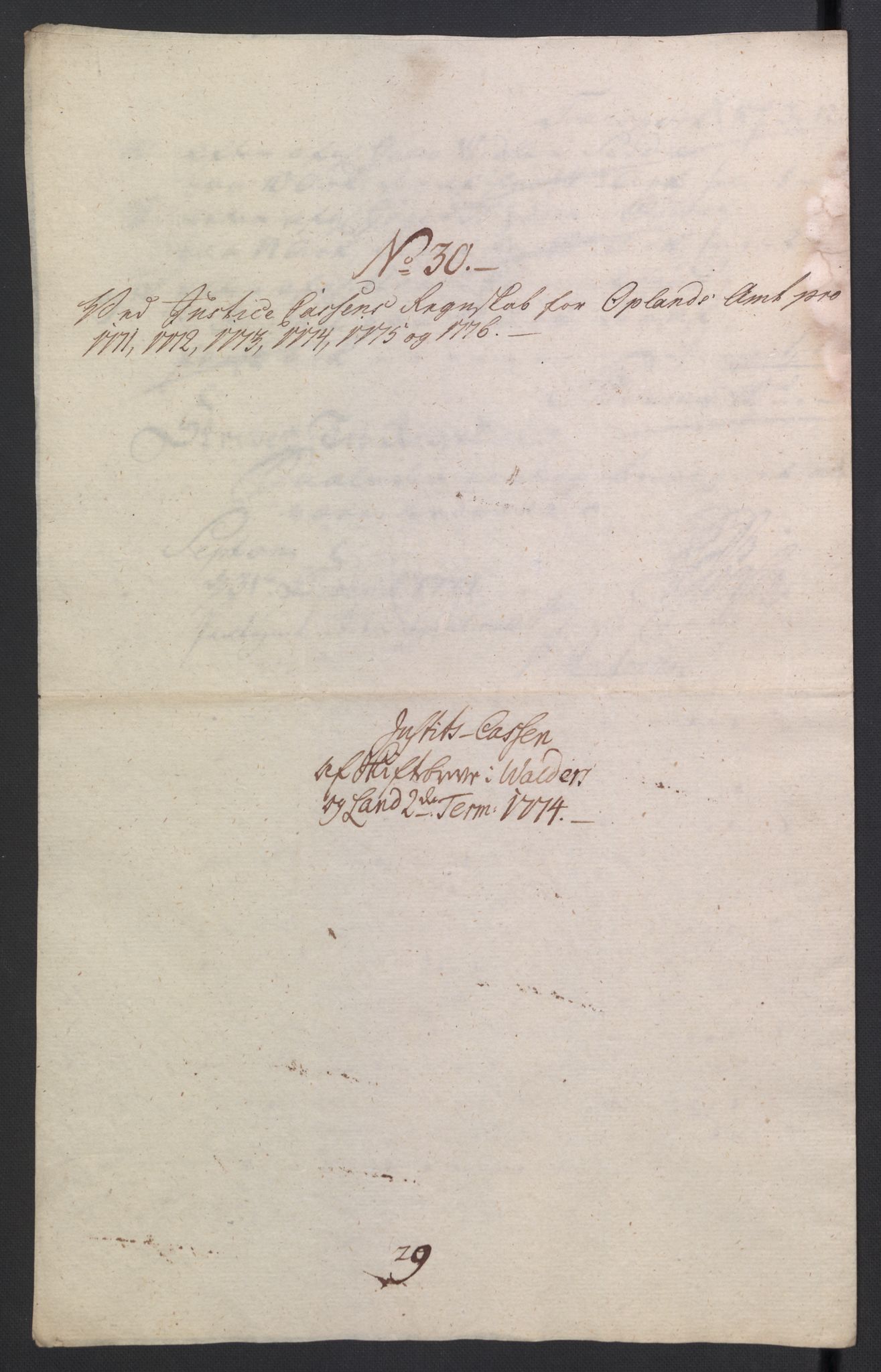 Rentekammeret inntil 1814, Reviderte regnskaper, Mindre regnskaper, AV/RA-EA-4068/Rb/L0014: Opplands amt, 1771-1779, p. 137