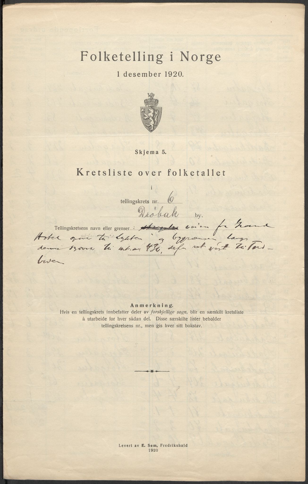 SAO, 1920 census for Drøbak, 1920, p. 25