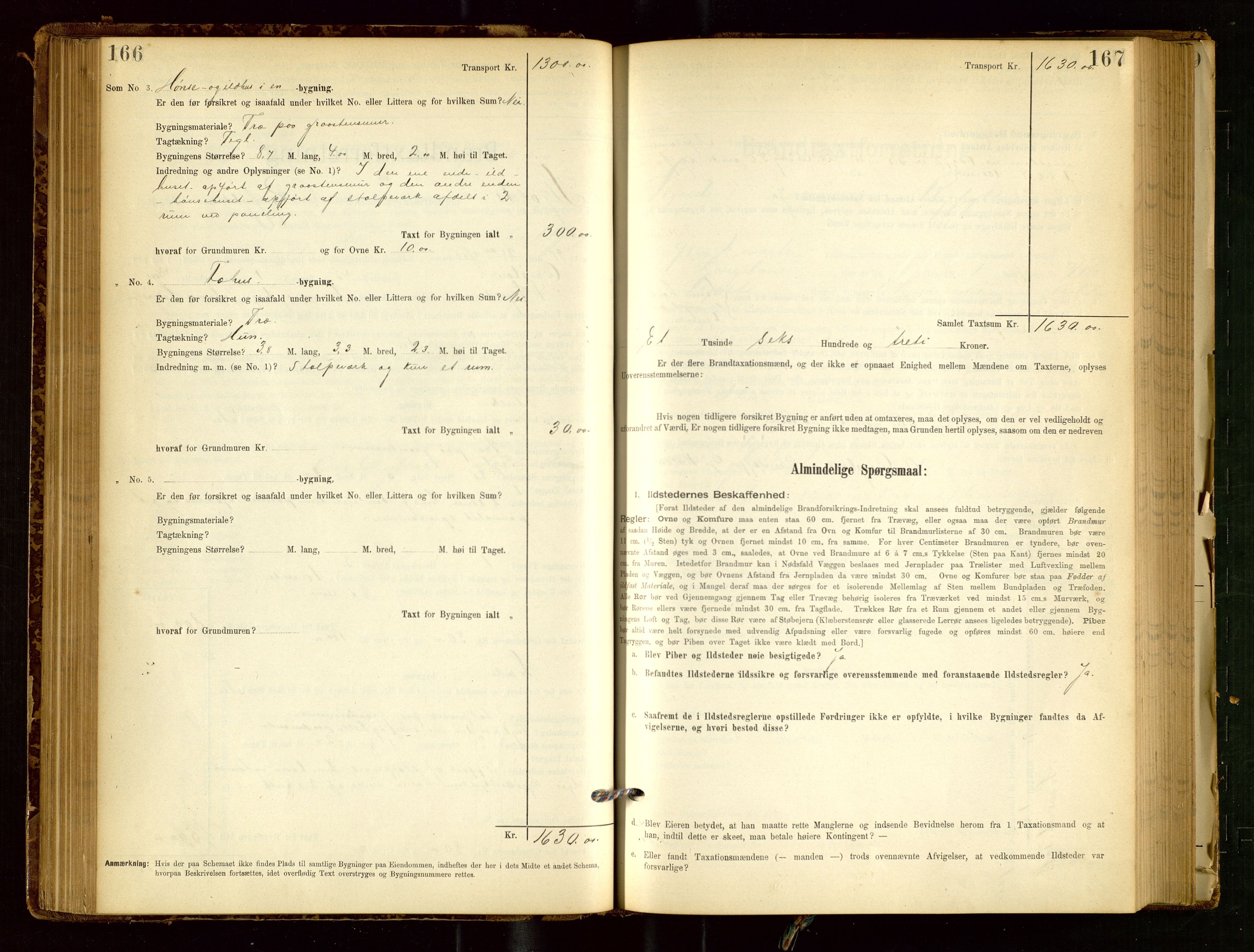 Skjold lensmannskontor, SAST/A-100182/Gob/L0001: "Brandtaxationsprotokol for Skjold Lensmandsdistrikt Ryfylke Fogderi", 1894-1939, p. 166-167