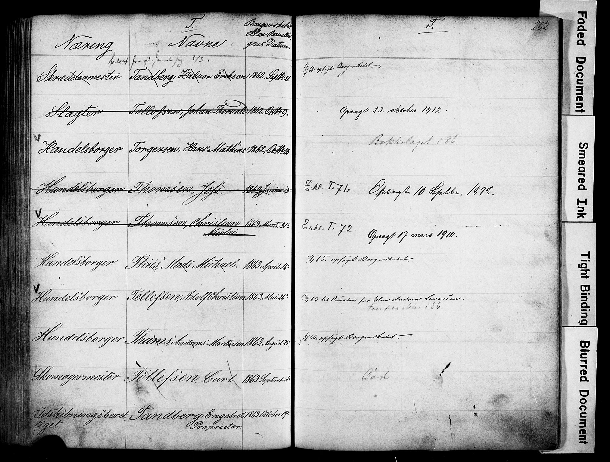 Kristiania magistrat, SAO/A-10711/F/Fb/L0004: Borgerrulle, 1860-1879, p. 264