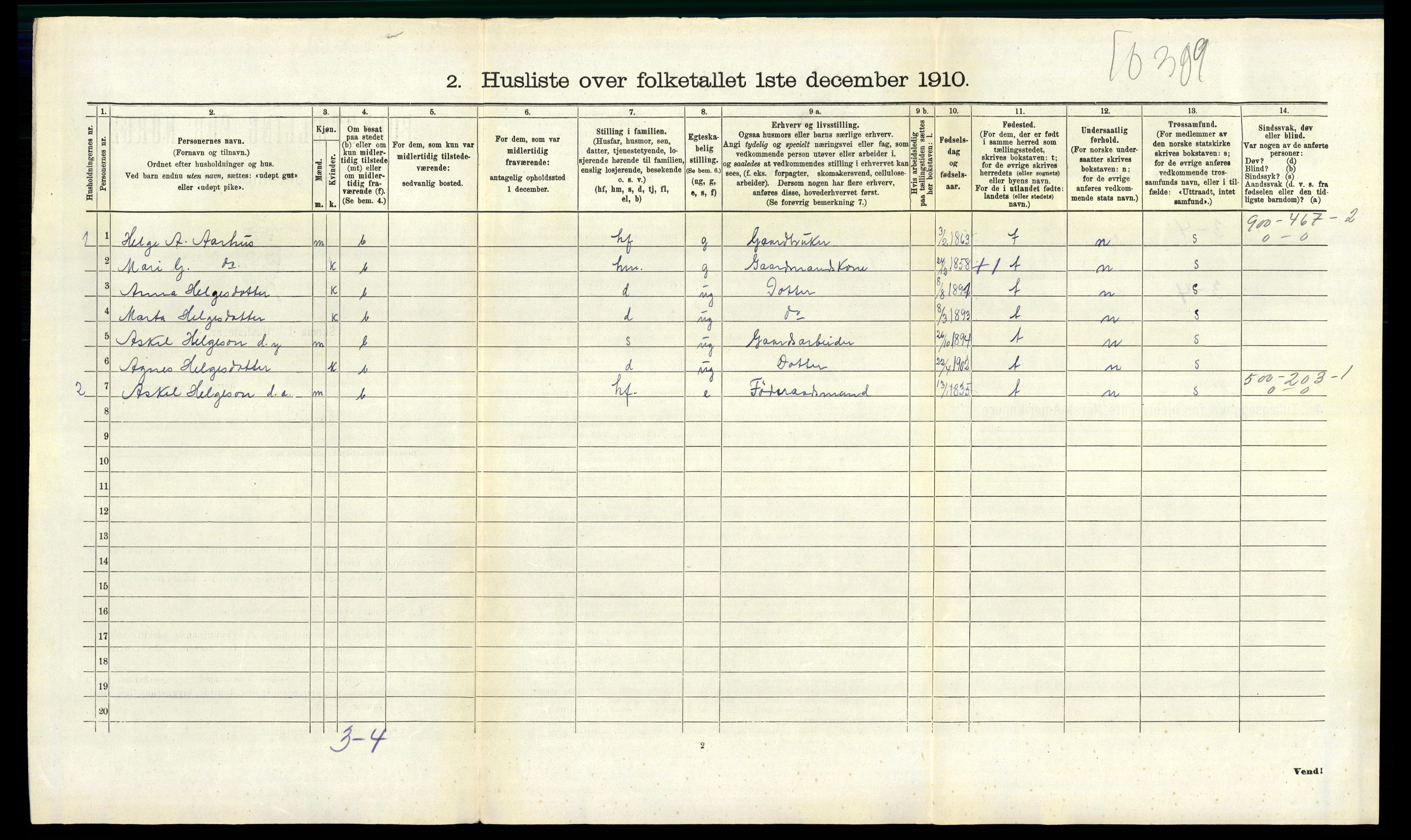 RA, 1910 census for Evanger, 1910, p. 270