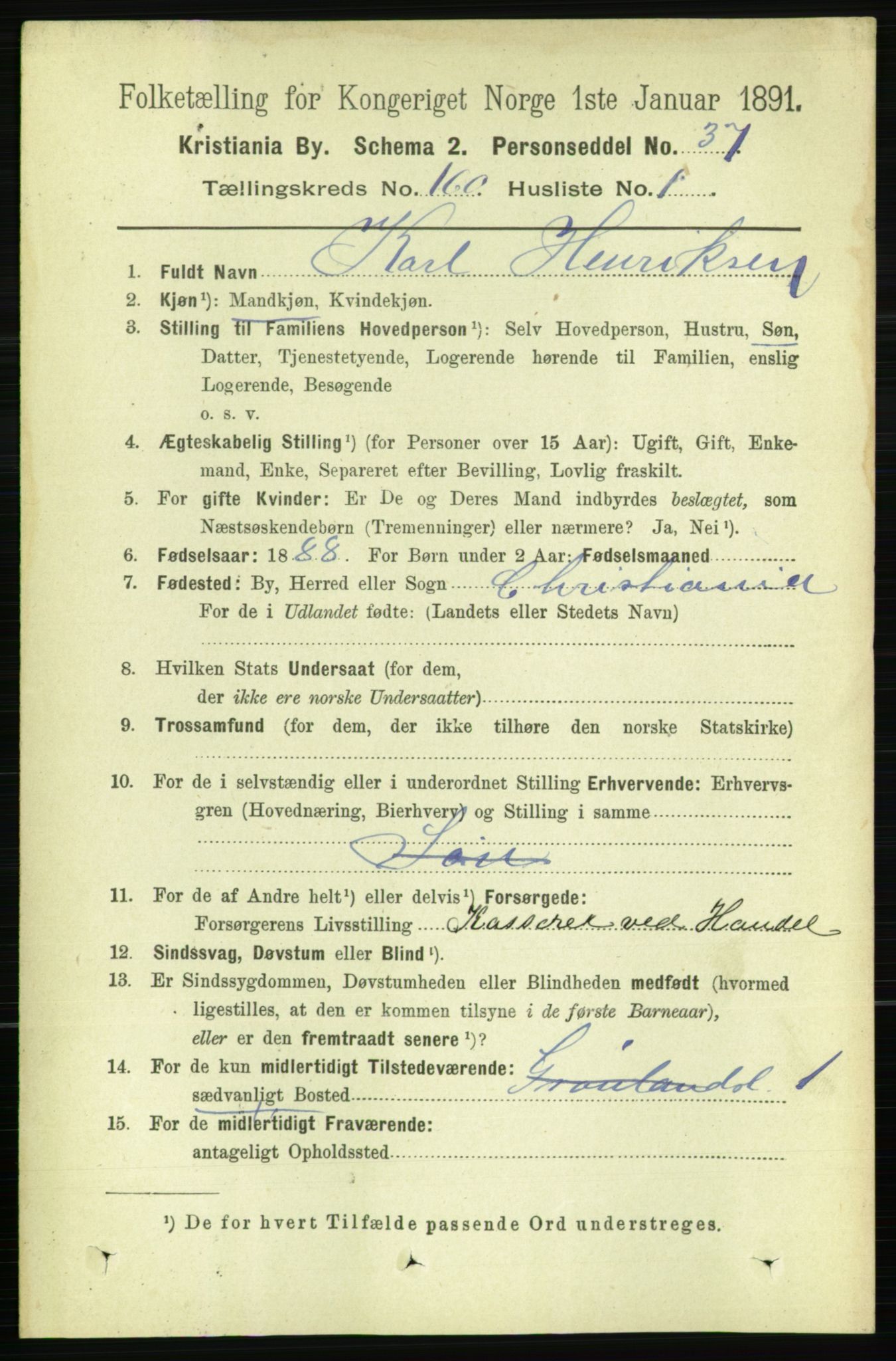 RA, 1891 census for 0301 Kristiania, 1891, p. 90739